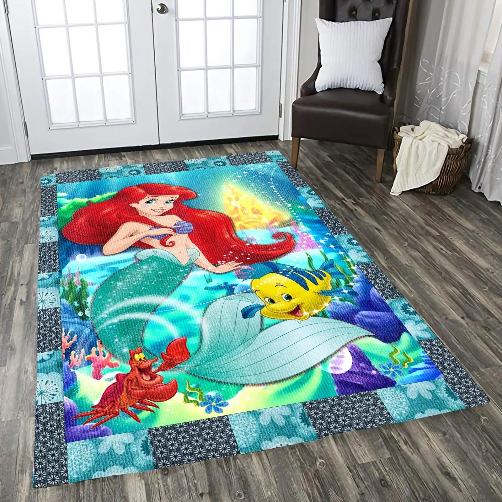 Little Mermaid Ariel Under The Sea Sebastian Disney Area Rug Carpet