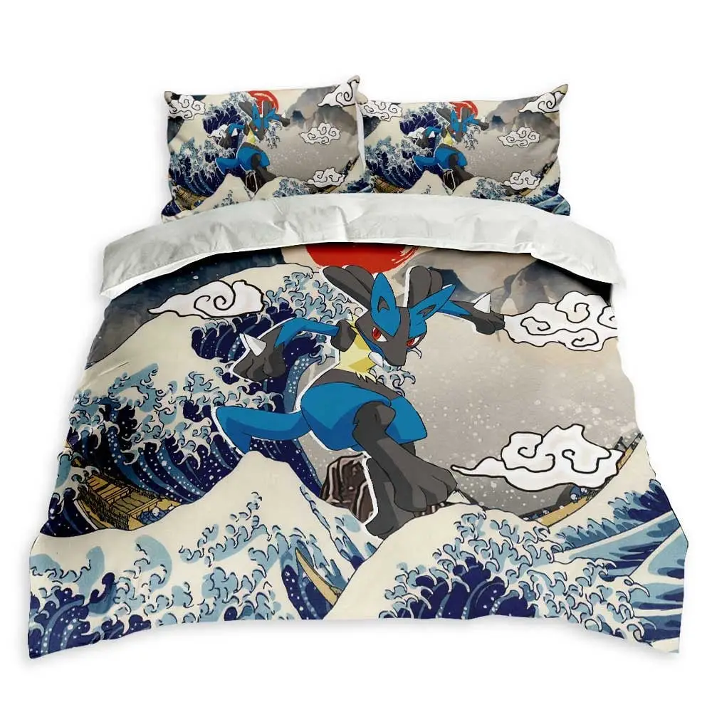 Lucario Bedding Set Kanagawa Great Wave Custom