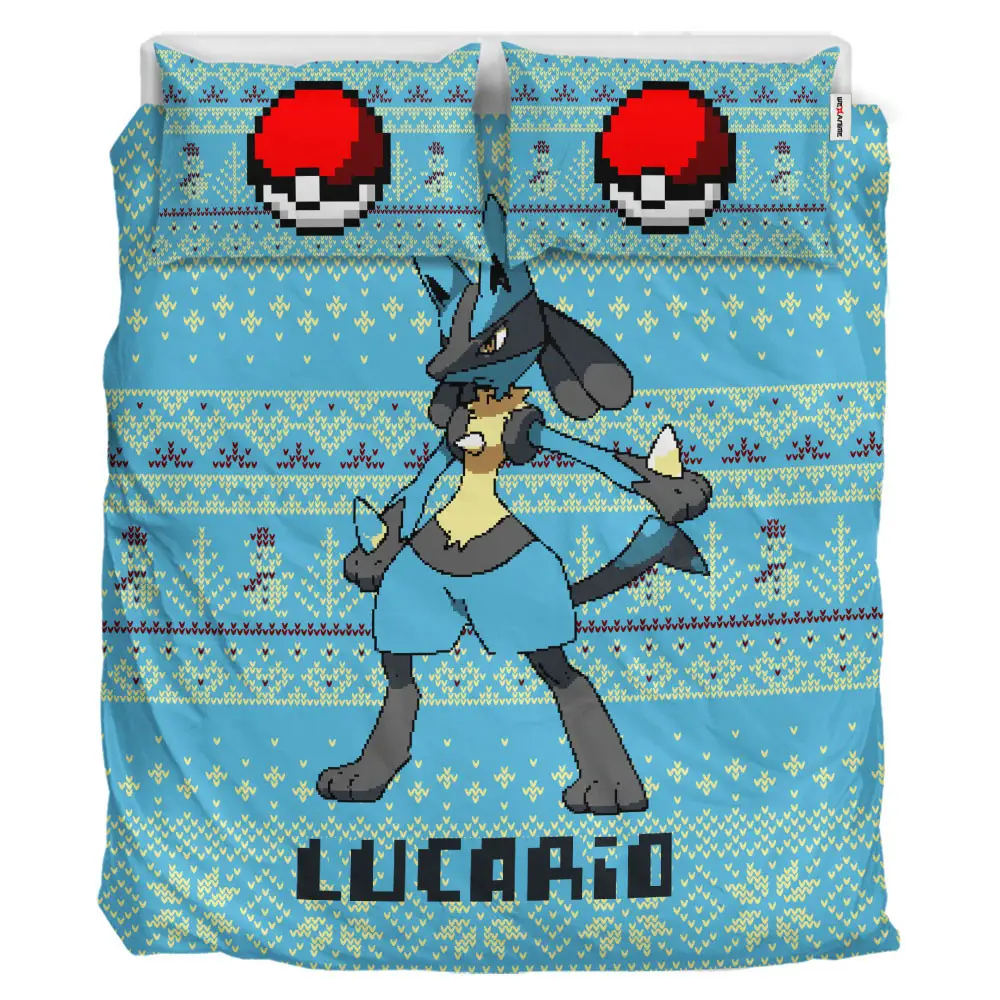 Lucario Xmas Polyester Duvet Cover Set