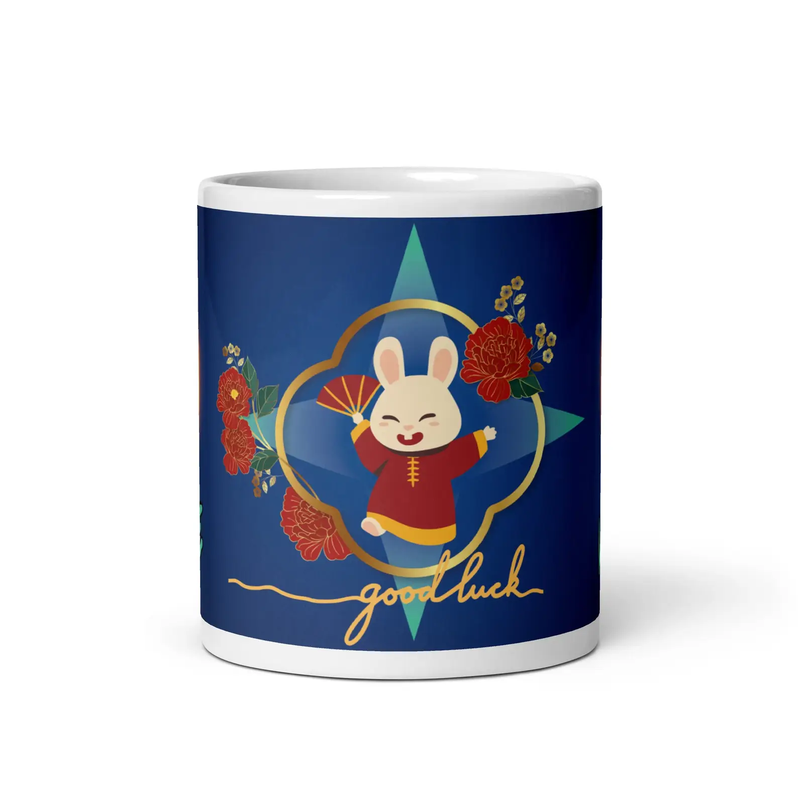 Lucky Rabbit: Good Fortune: Motivational Classic Ceramic White Glossy Mug