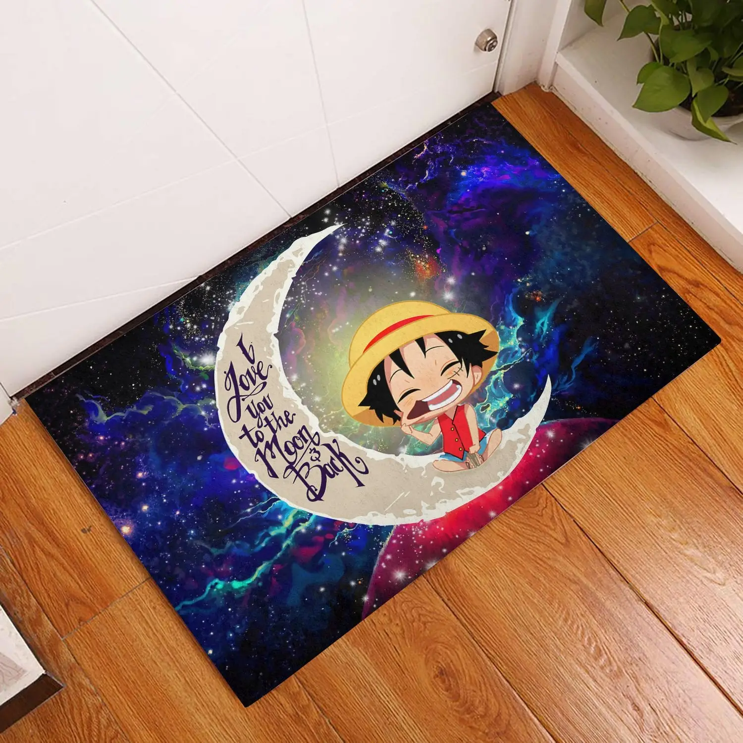 Luffy One Piece Love You To The Moon Galaxy Back Doormat Home Decor