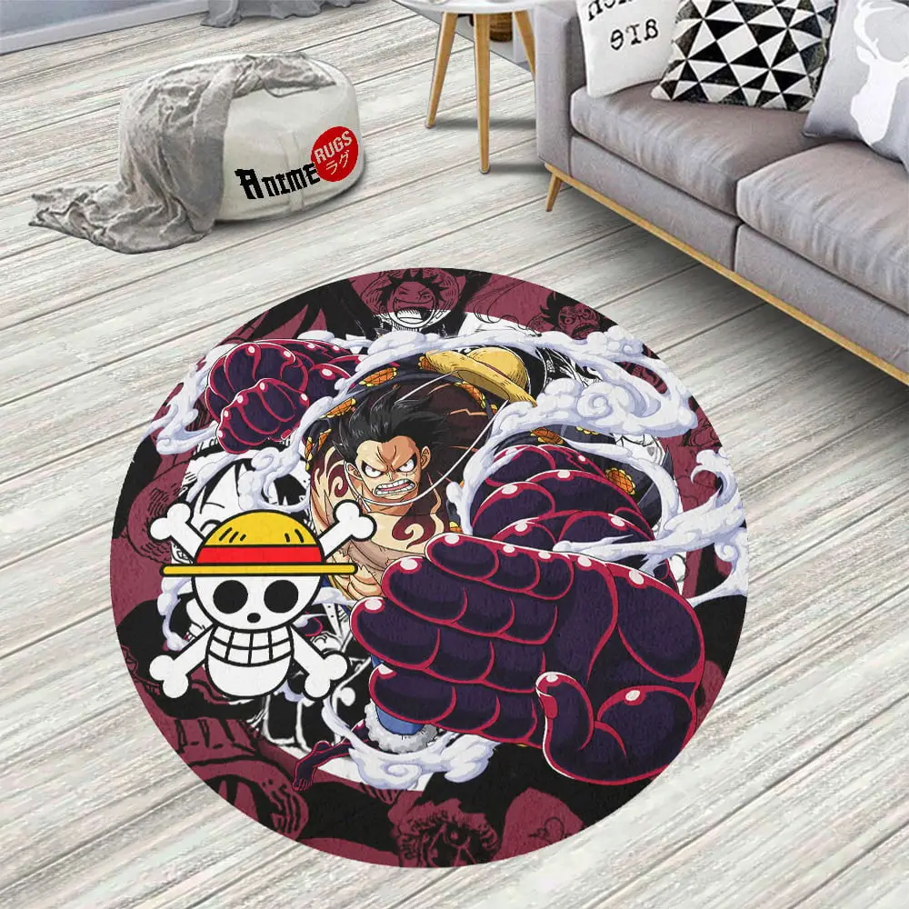 Manga Monkey D Luffy Gear 4 Round Rug Custom Circle Carpet