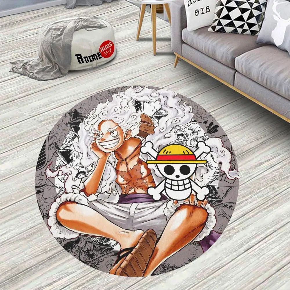 Manga Monkey D Luffy Gear 5 Round Rug