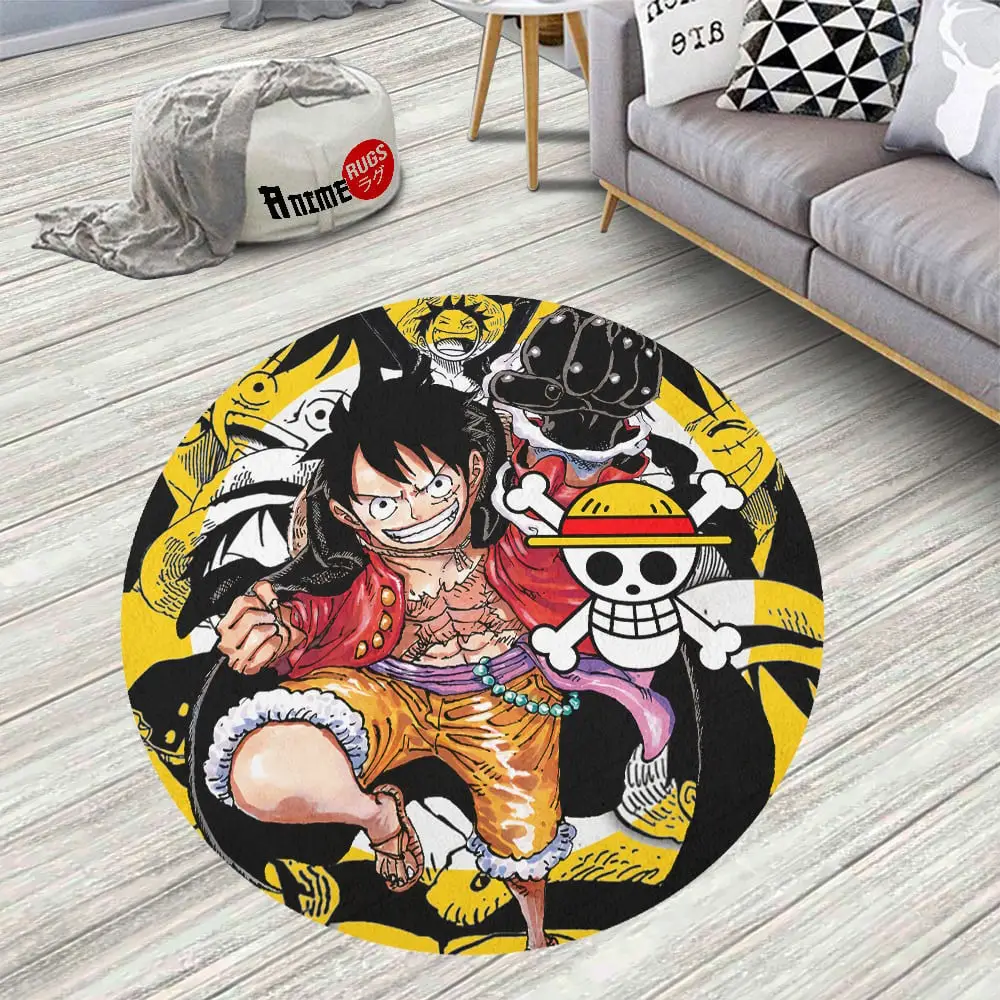 Manga Monkey D Luffy Round Rug Custom Circle Carpet