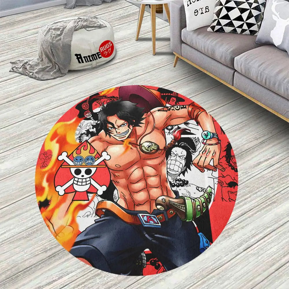 Manga Portgas D Ace Round Rug Custom Circle Carpet