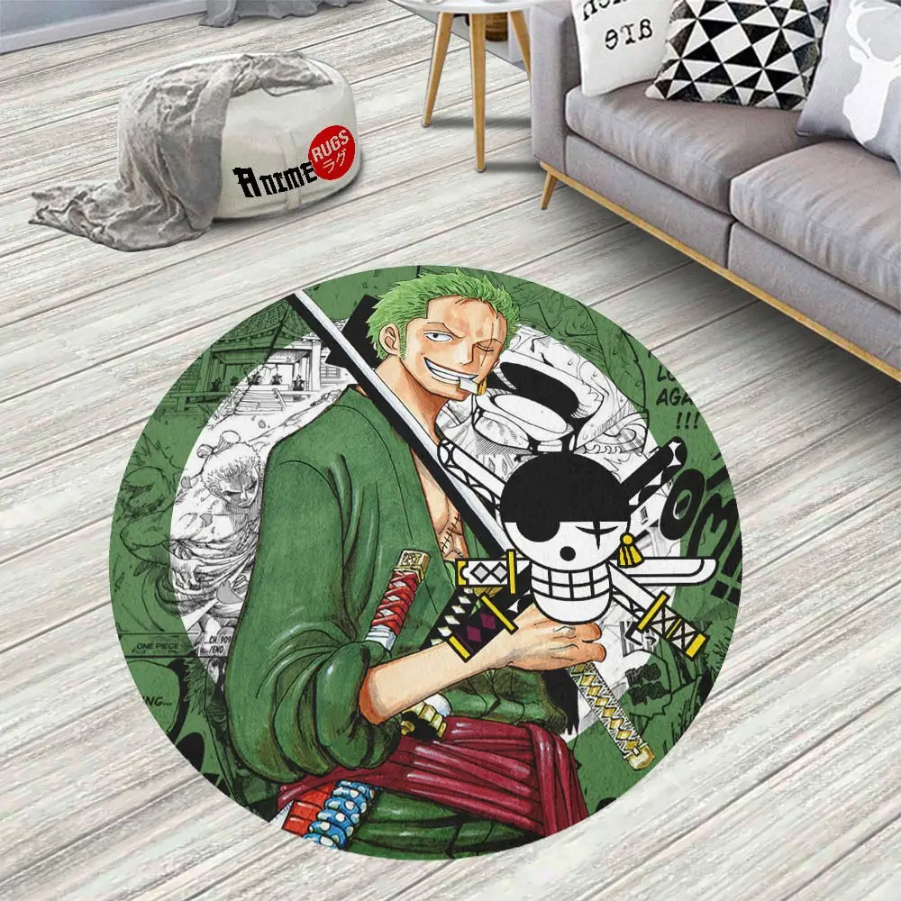 Manga Roronoa Zoro Round Rug Custom Circle Carpet