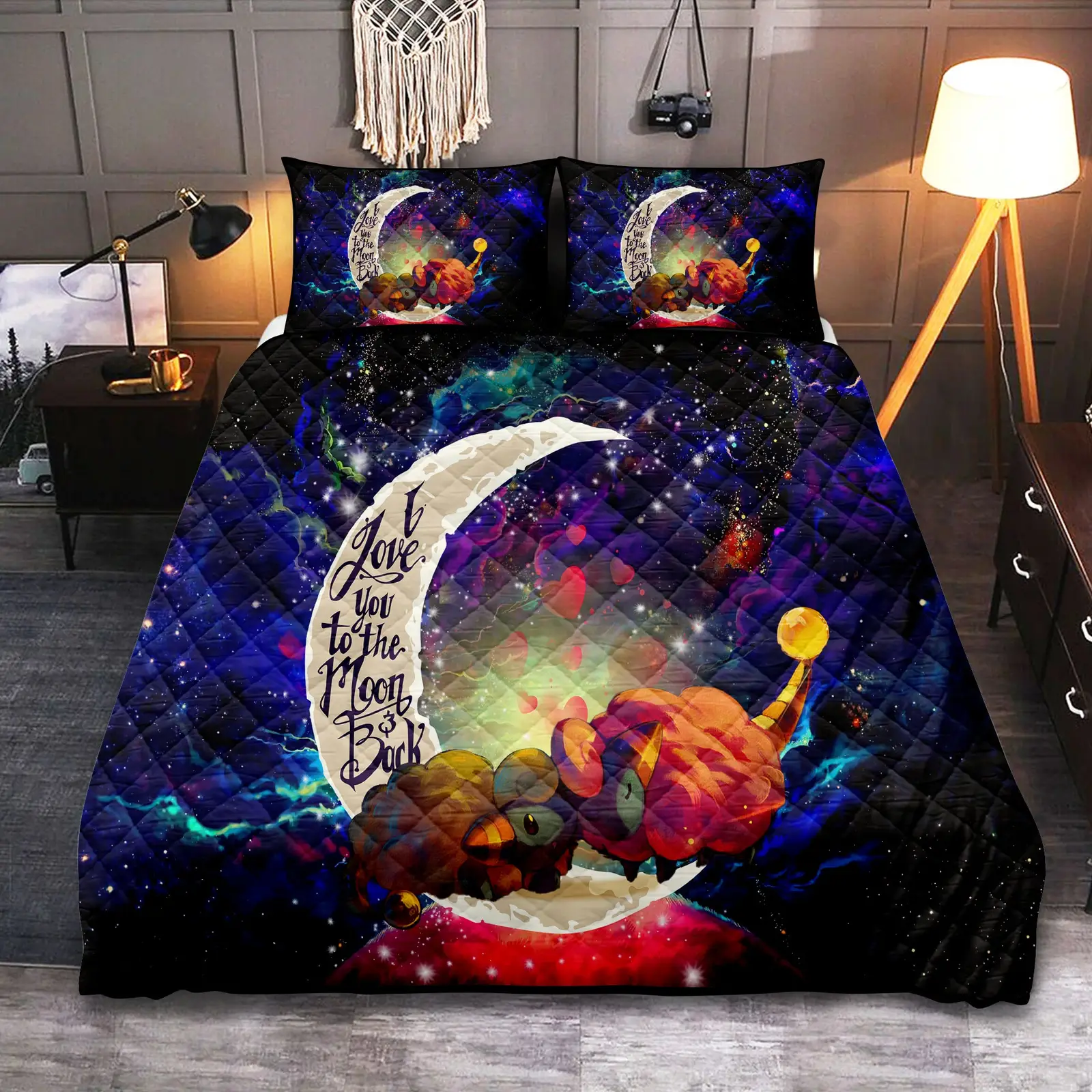 Mareep Love You To The Moon Galaxy Quilt Bed Sets