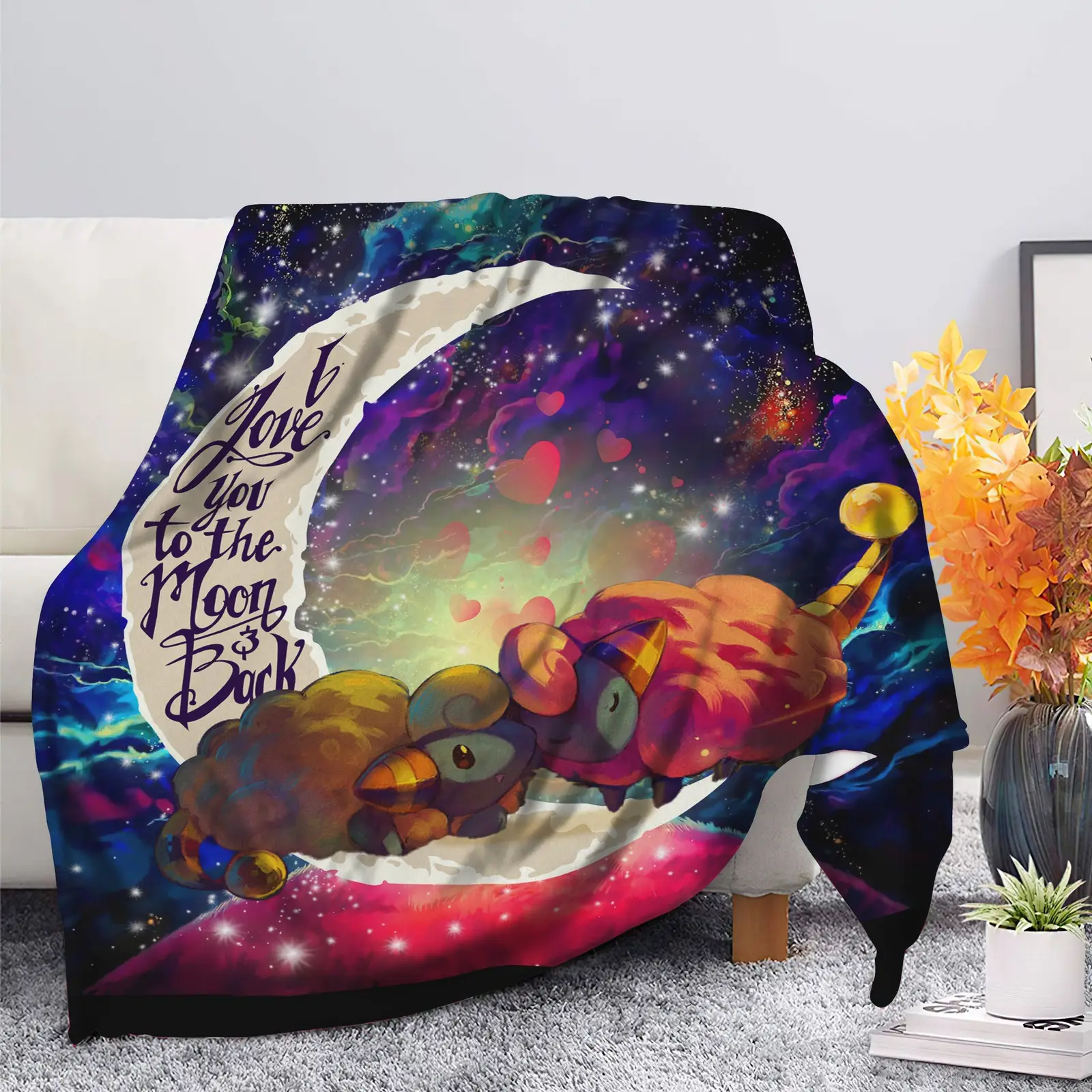 Mareep Pokemon Love You To The Moon Galaxy Blanket