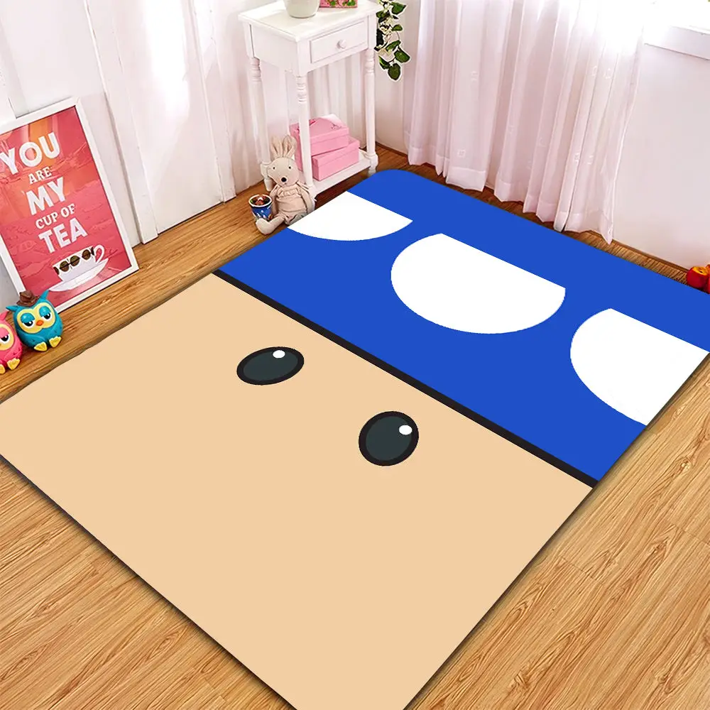 Mario Mushroom Blue Rectangular Area Rug