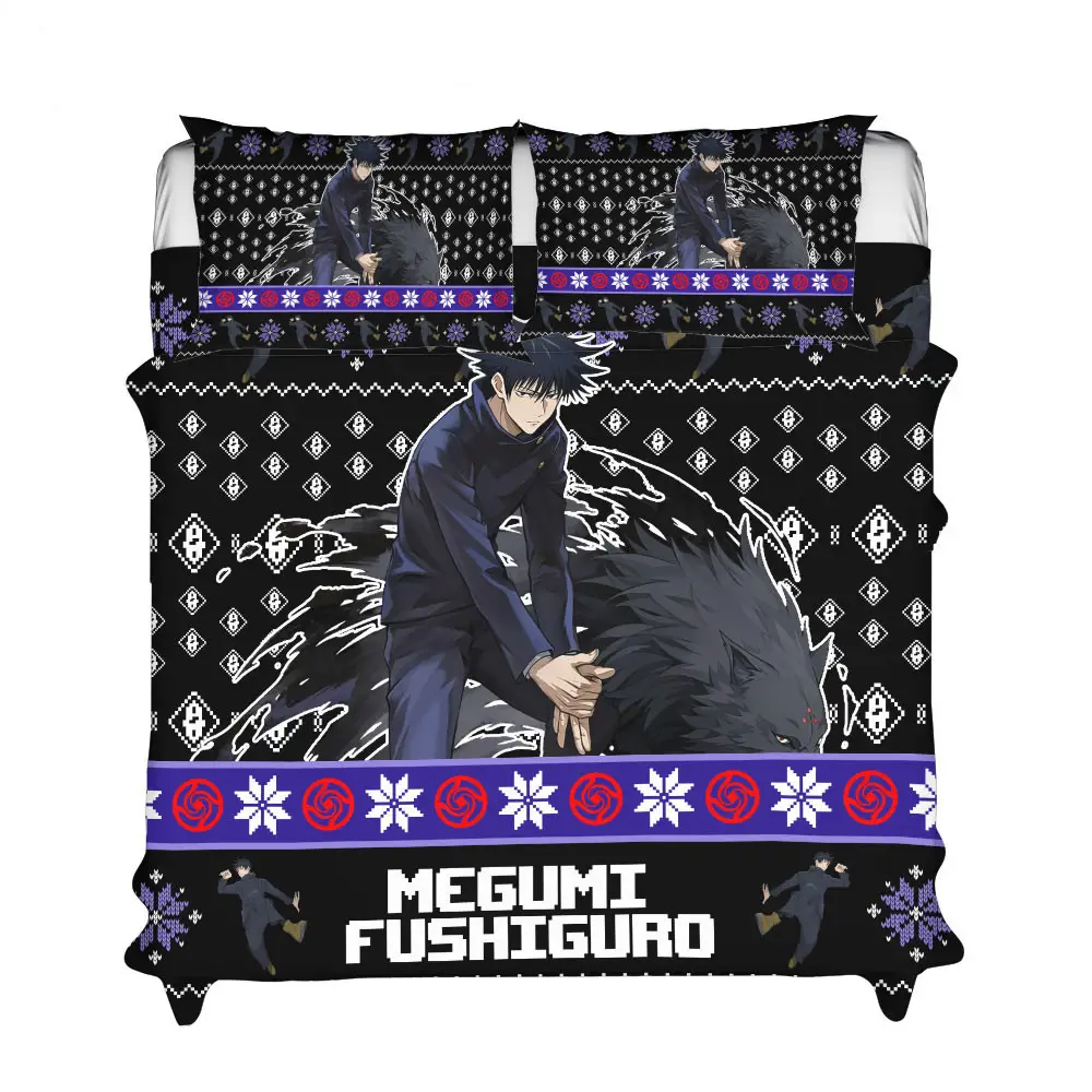Megumi Fushiguro Xmas Polyester Duvet Cover Set