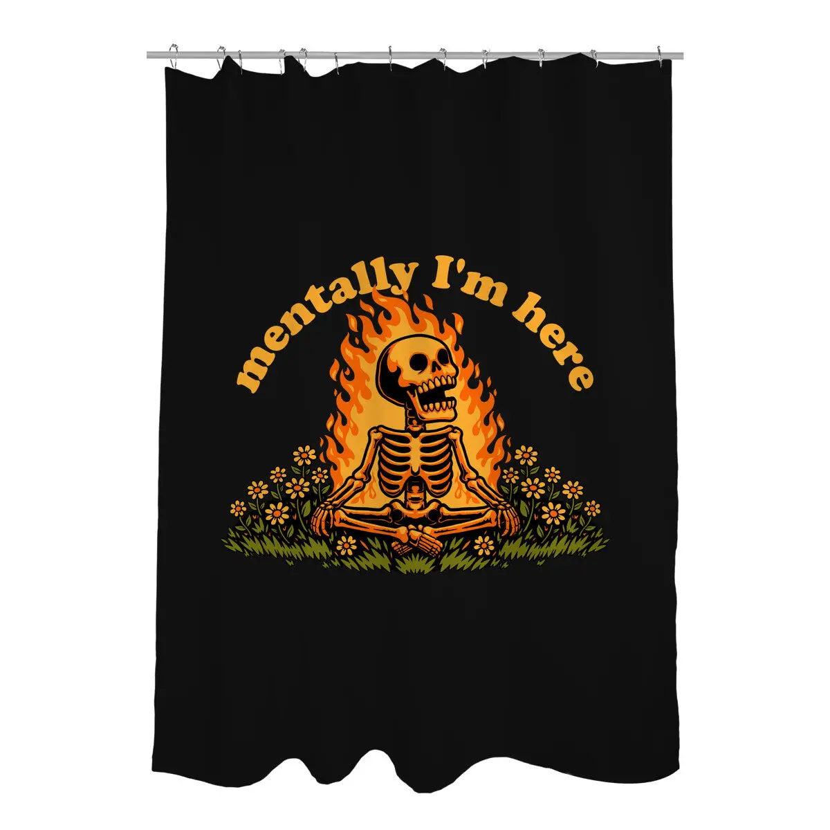 Mentally Here Skeleton Shower Curtains