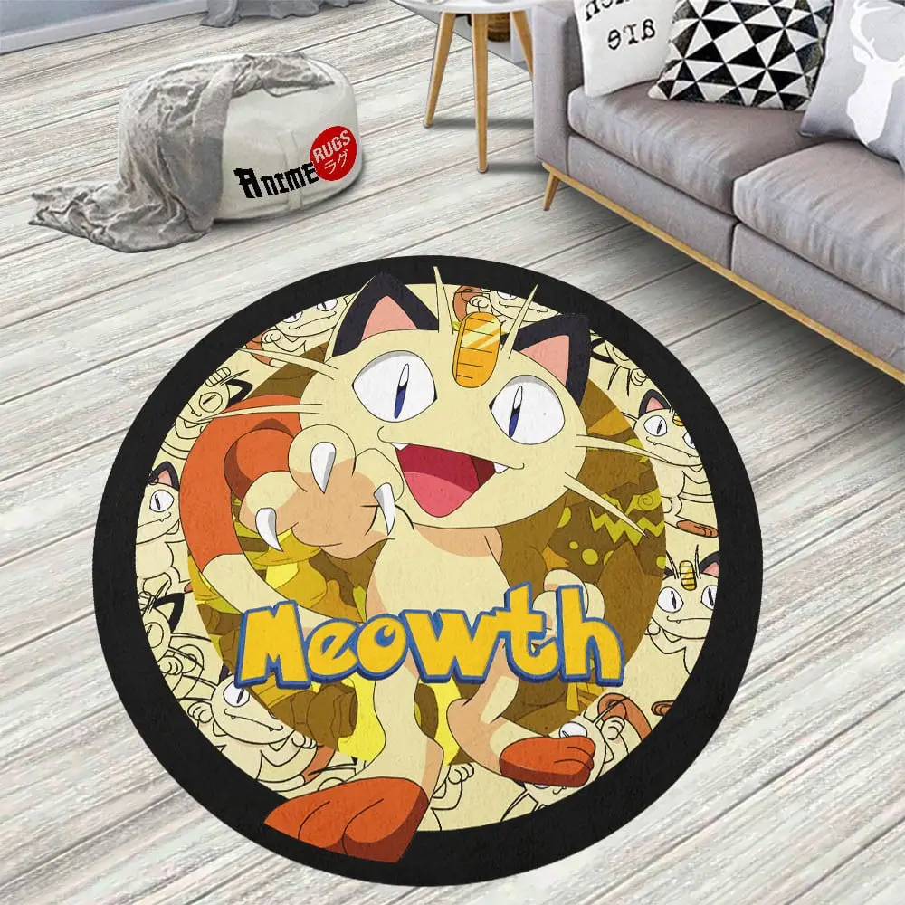 Meowth Skid-Proof Round Rug