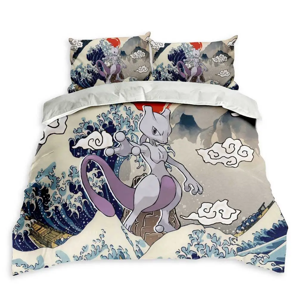 Mewtwo Bedding Set Kanagawa Great Wave Custom
