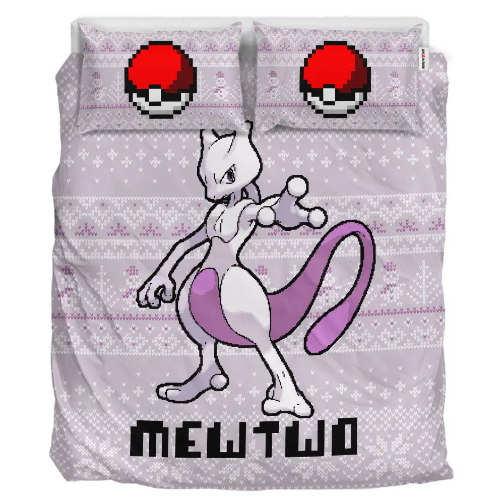 Mewtwo Xmas Polyester Duvet Cover Set