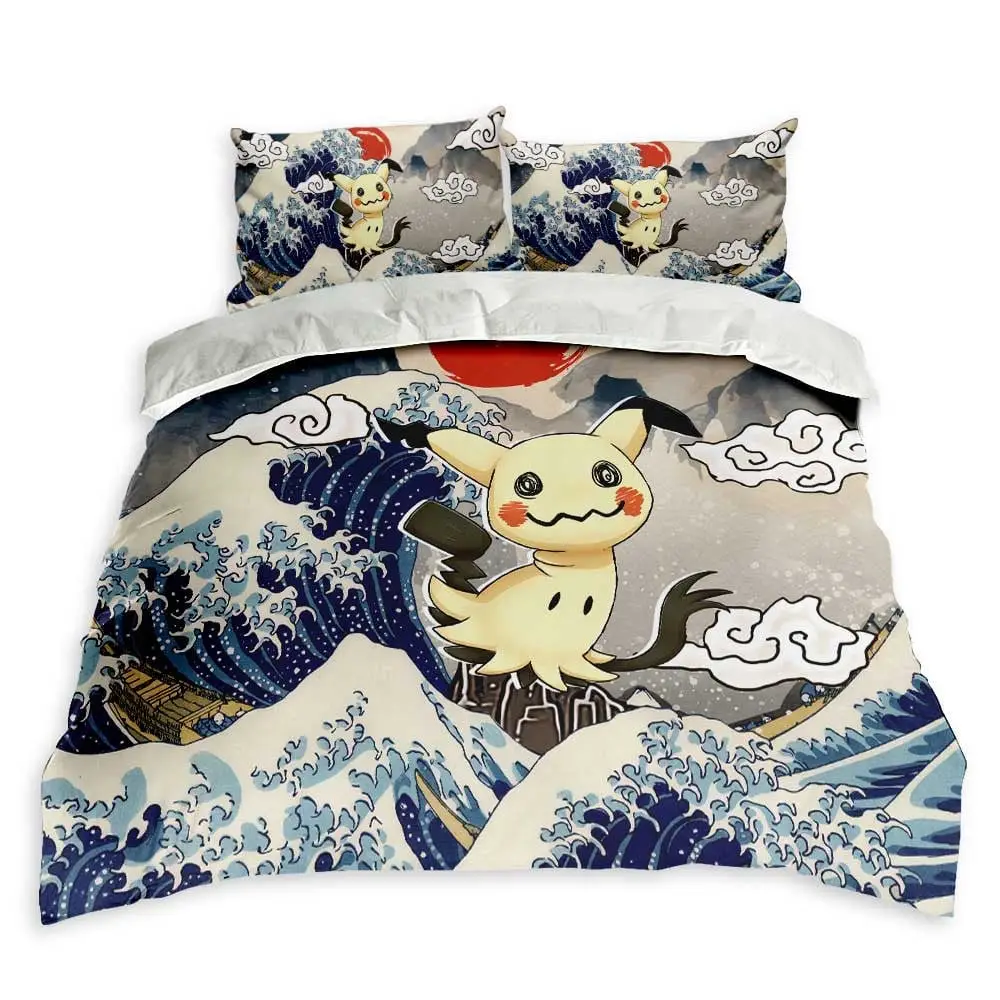 Mimikyu Bedding Set Kanagawa Great Wave Custom