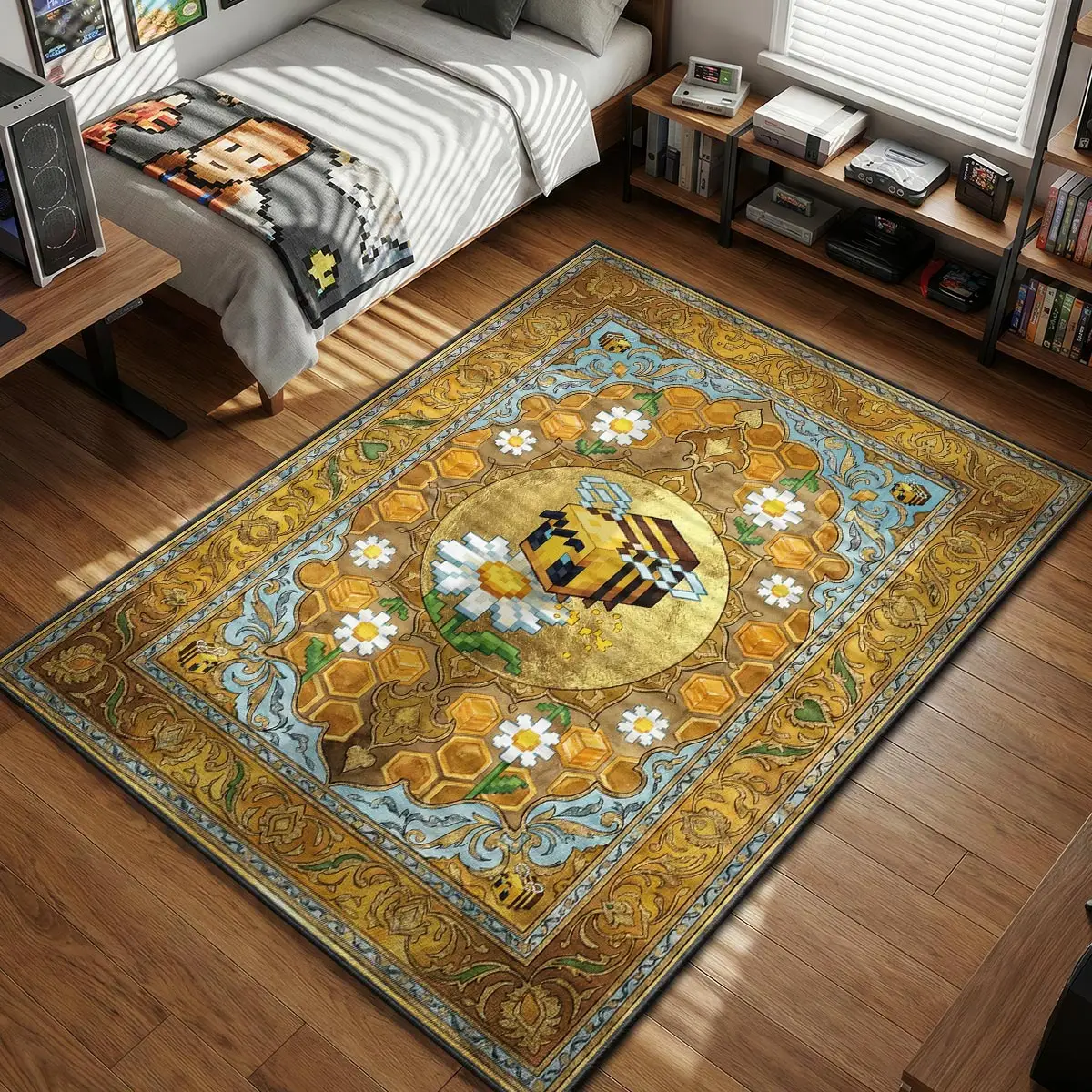 Minecraft Bee Honey Bloom Rug - Minecraft Chair Mat