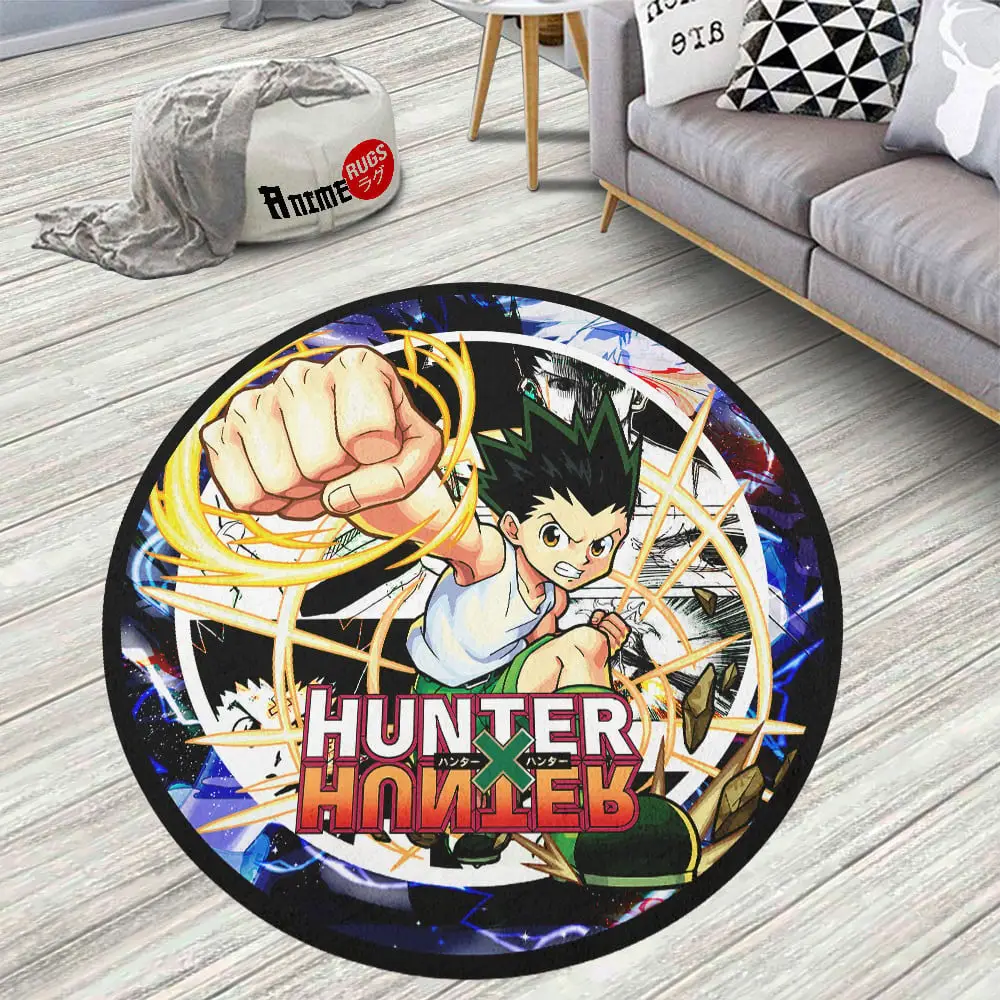 Mix Manga Gon Freecss Skid-Proof Round Rug