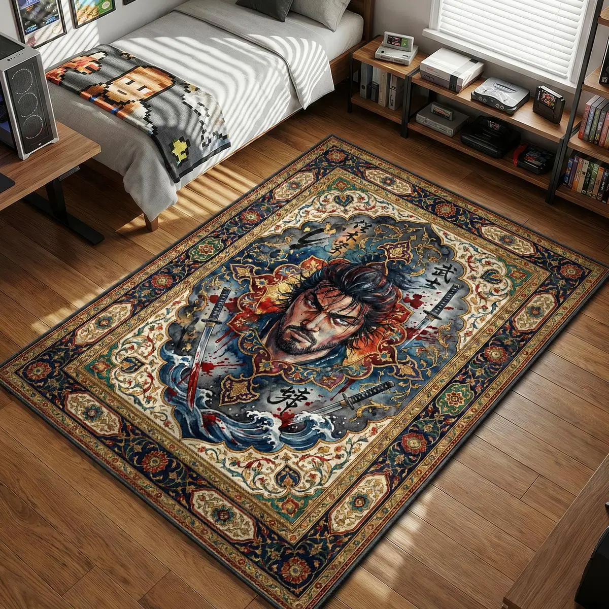 Miyamoto Musashi Bloodied Portrait Rug - Vagabond Chair Mat