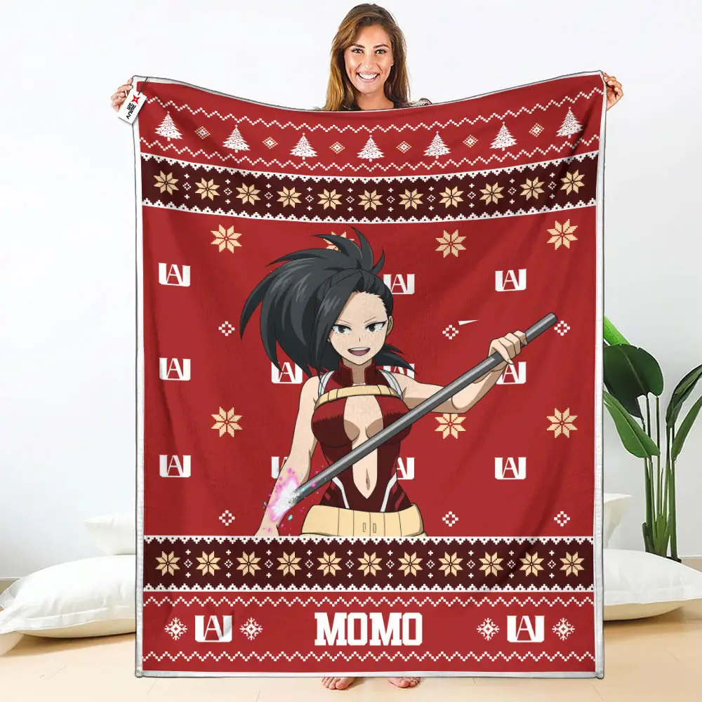 Momo Yaoyorozu Blanket Ugly Christmas My Hero Academia Anime