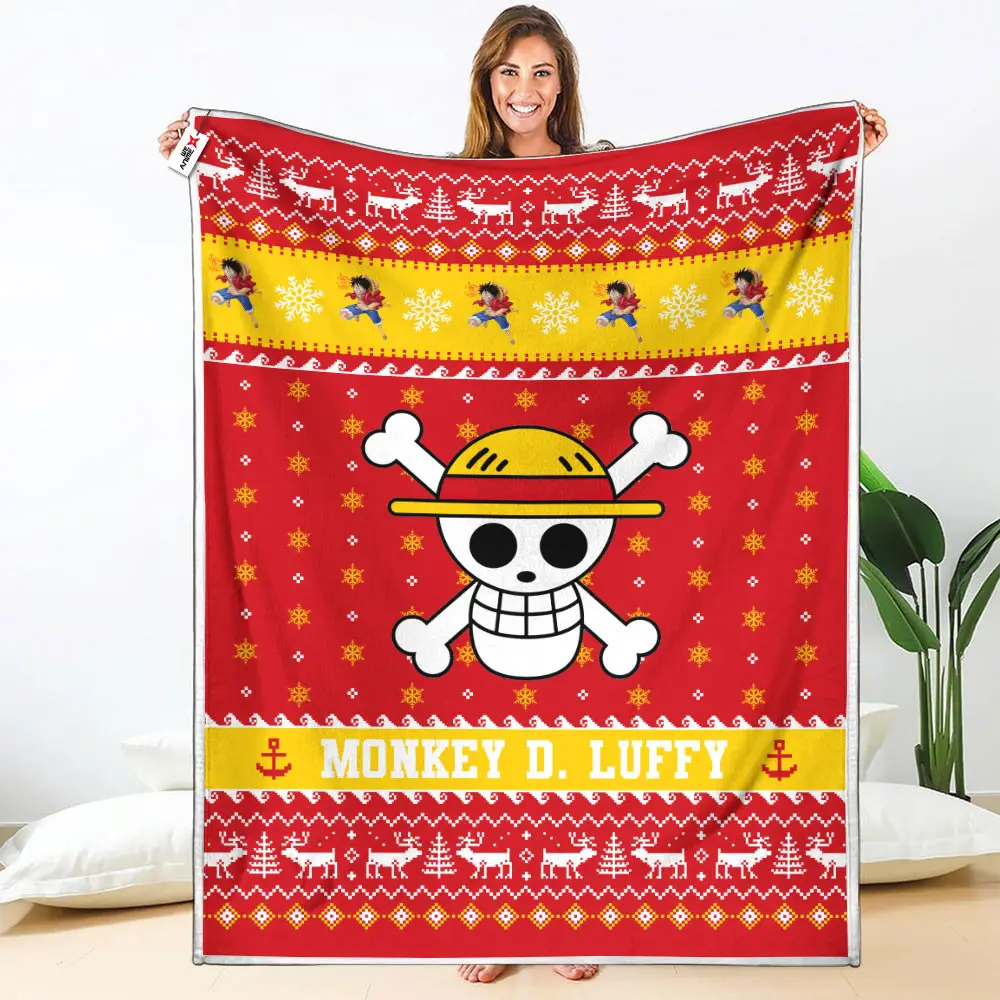 Monkey D. Luffy Blanket Ugly Christmas Symbol Anime