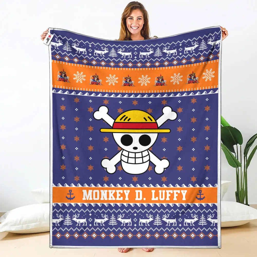 Monkey D. Luffy Dressrosa Arc Blanket Ugly Christmas Symbol Anime