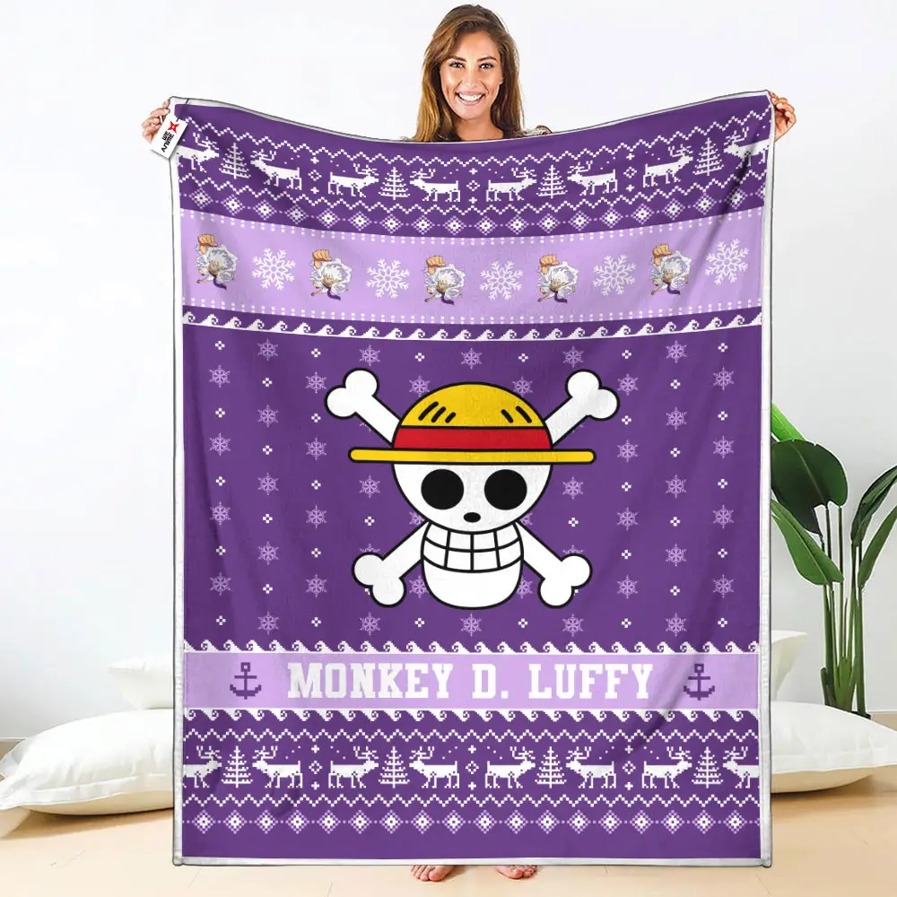 Monkey D. Luffy Gear 5 Blanket Ugly Christmas Symbol Anime