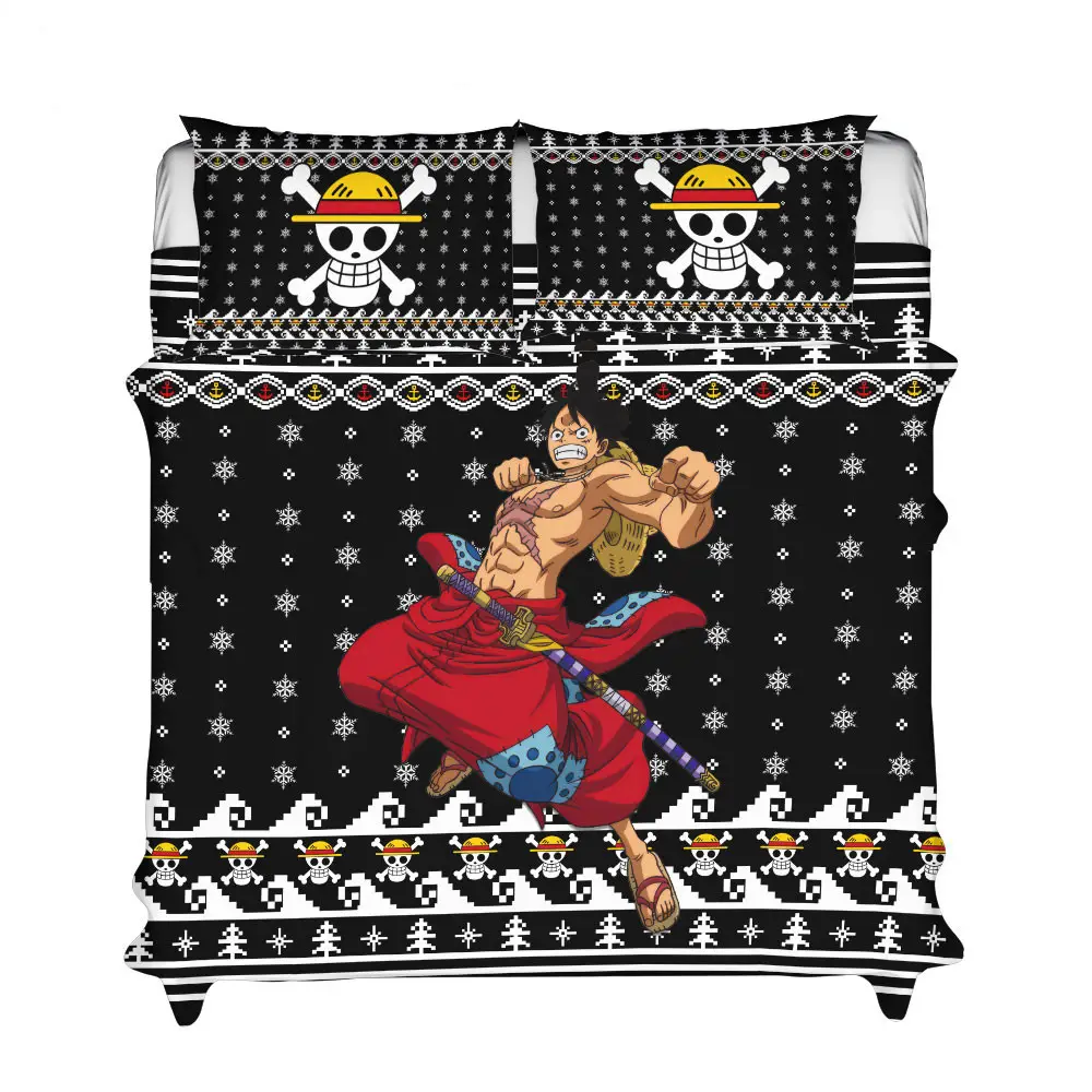 Monkey D. Luffy Wano Arc Xmas Polyester Duvet Cover Set