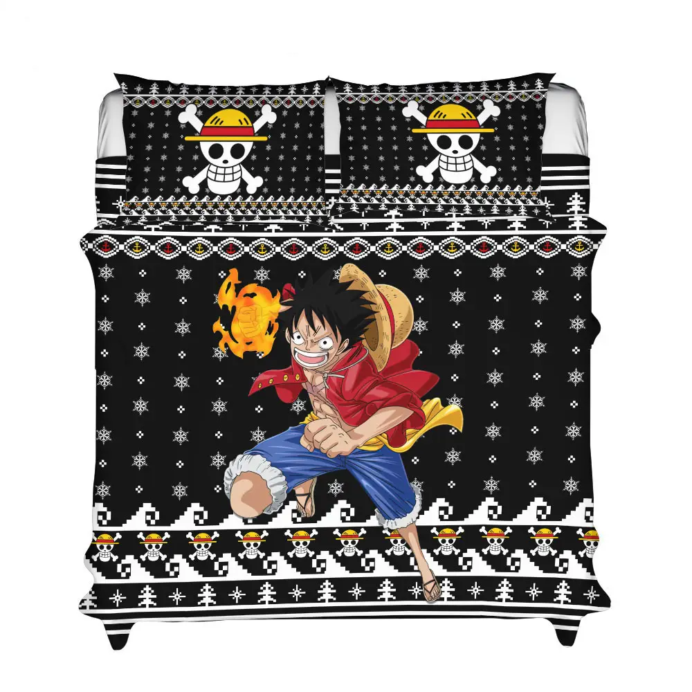 Monkey D. Luffy Xmas Polyester Duvet Cover Set