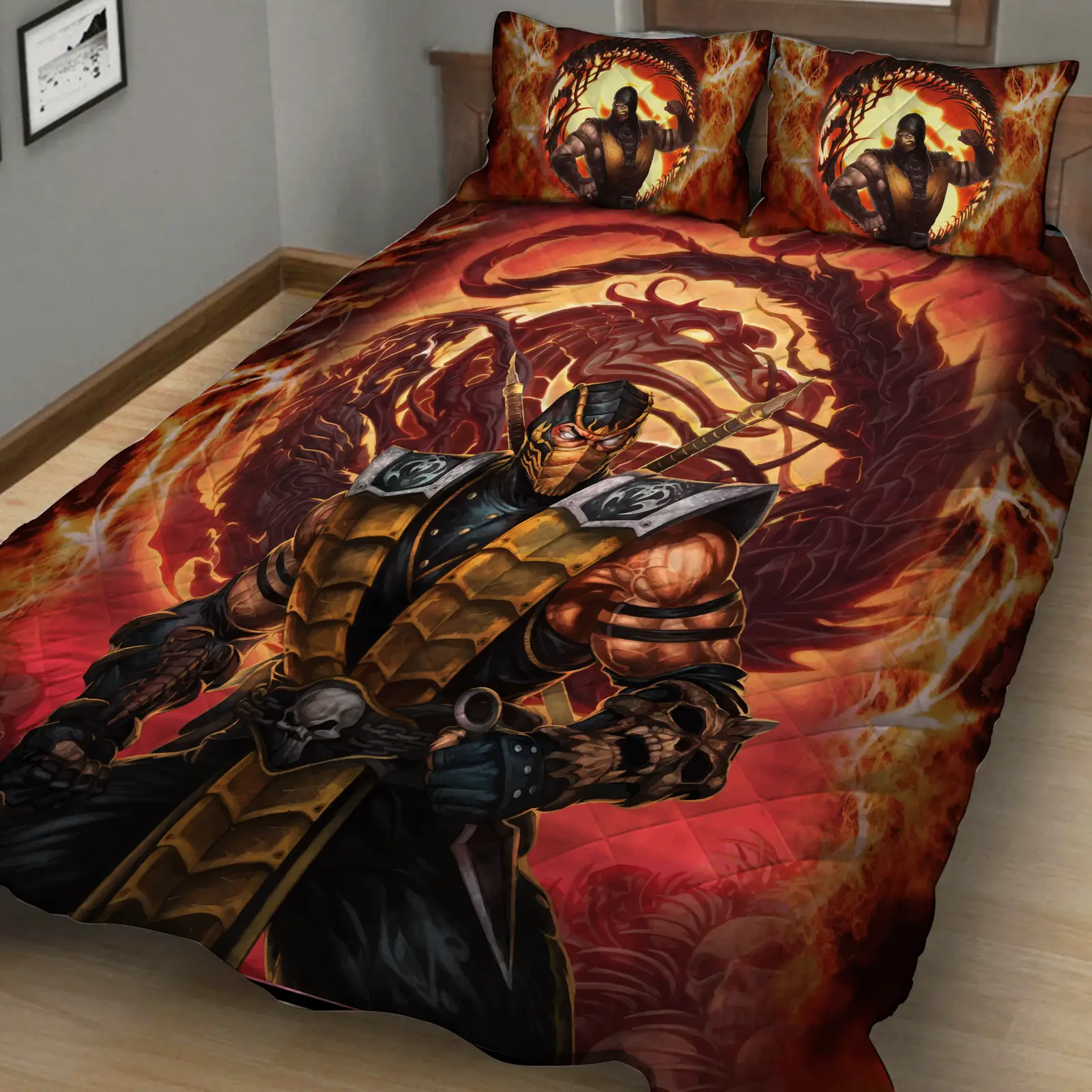 Mortal Kombat Scorpio 3D Quilt Set
