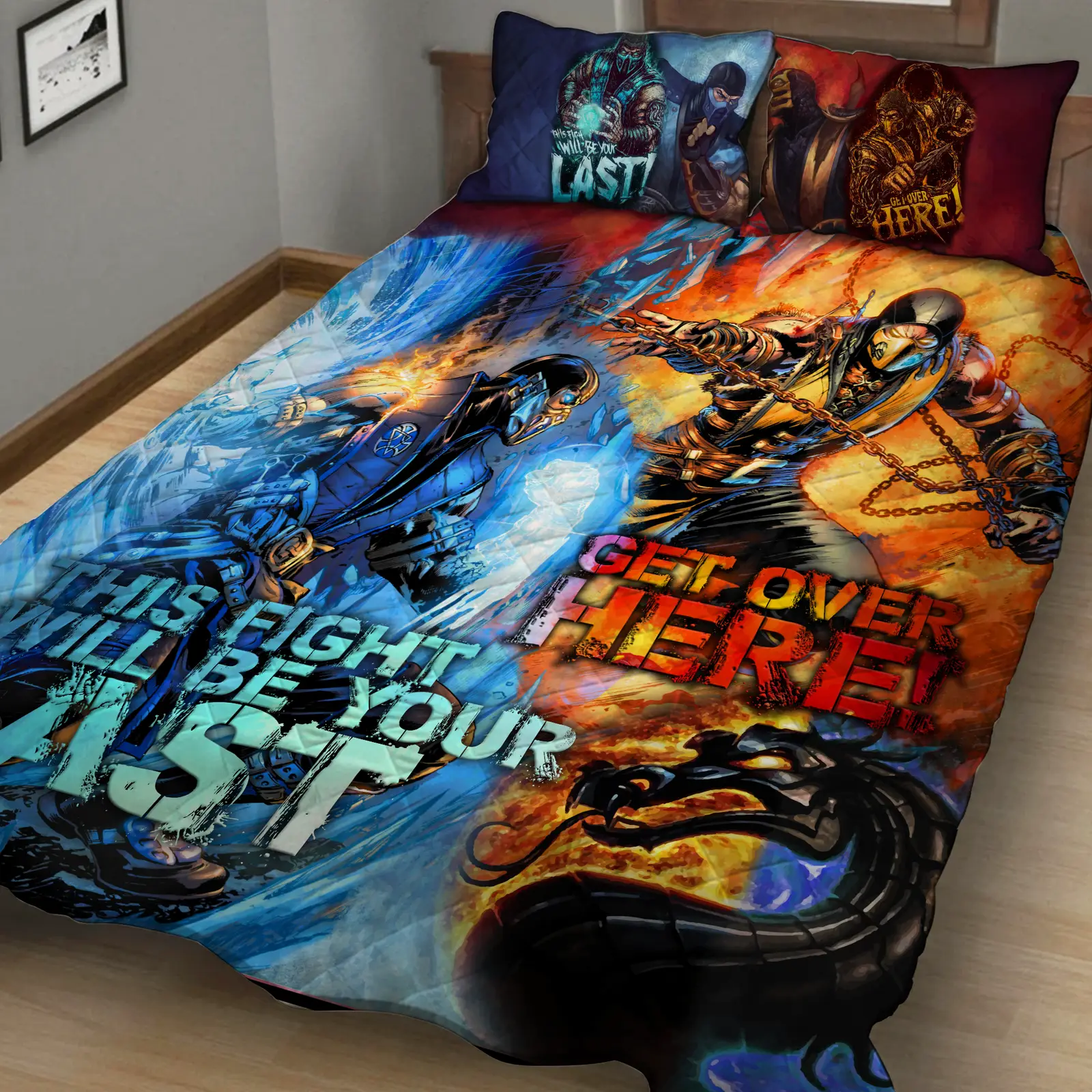 Mortal Kombat Scorpion vs Sub Zero 3D Quilt Set
