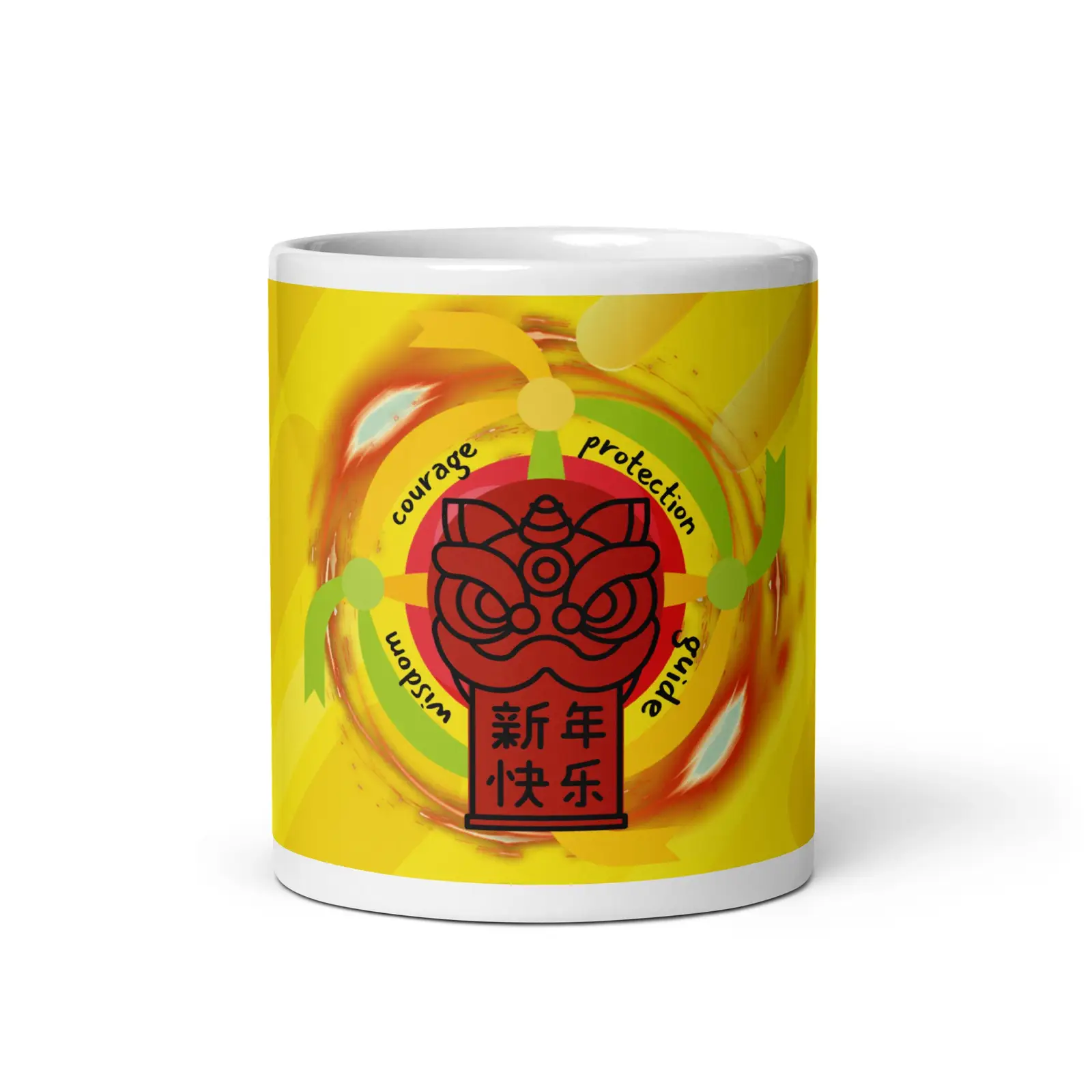 Motivational Oriental Style: Good Fortune: Classic Ceramic White Glossy Mug