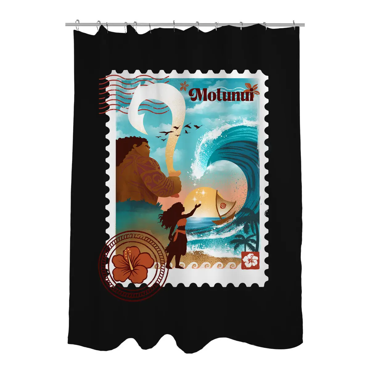 Motunui Stamp Shower Curtains