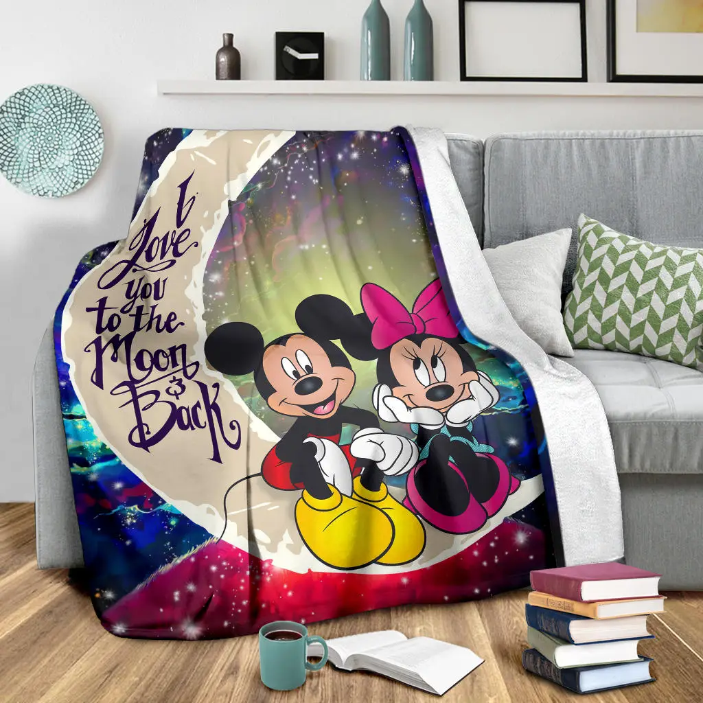 Mouse Couple Love You To The Moon Galaxy Blanket