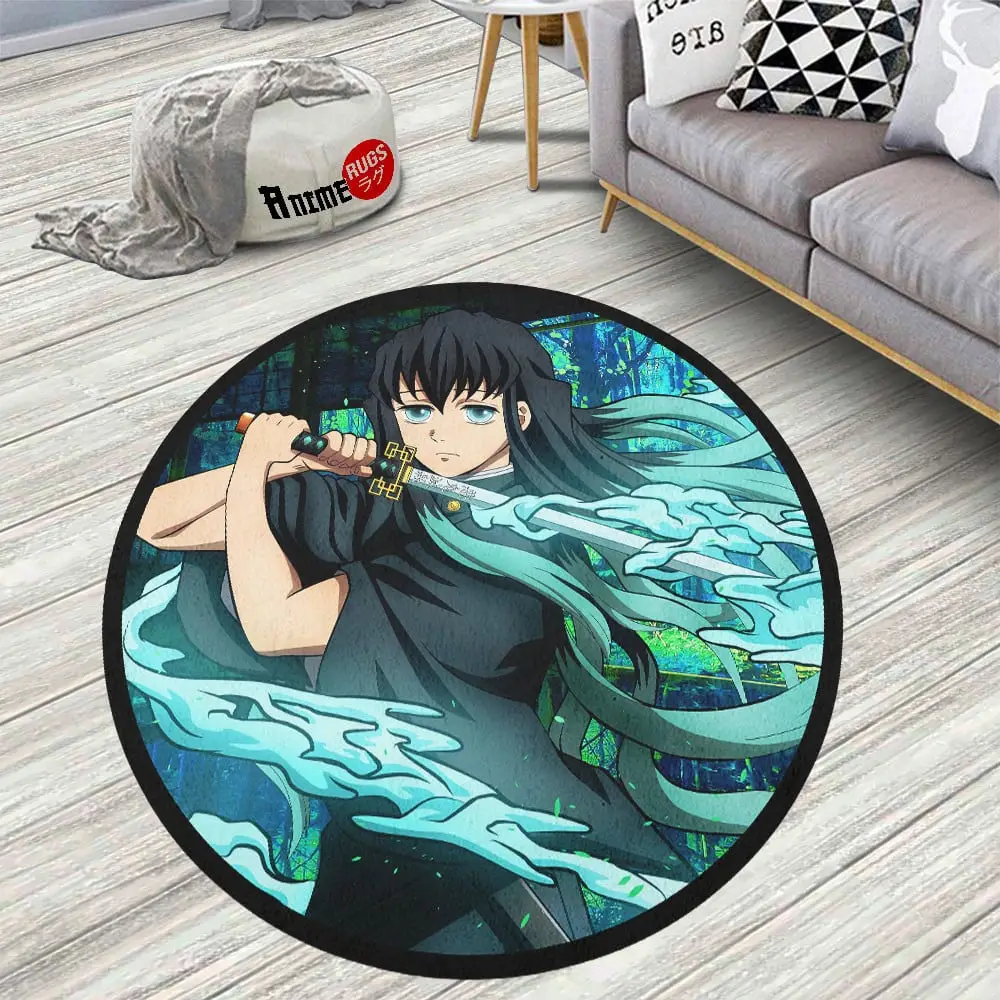 Muichiro Tokito Skid-Proof Round Rug