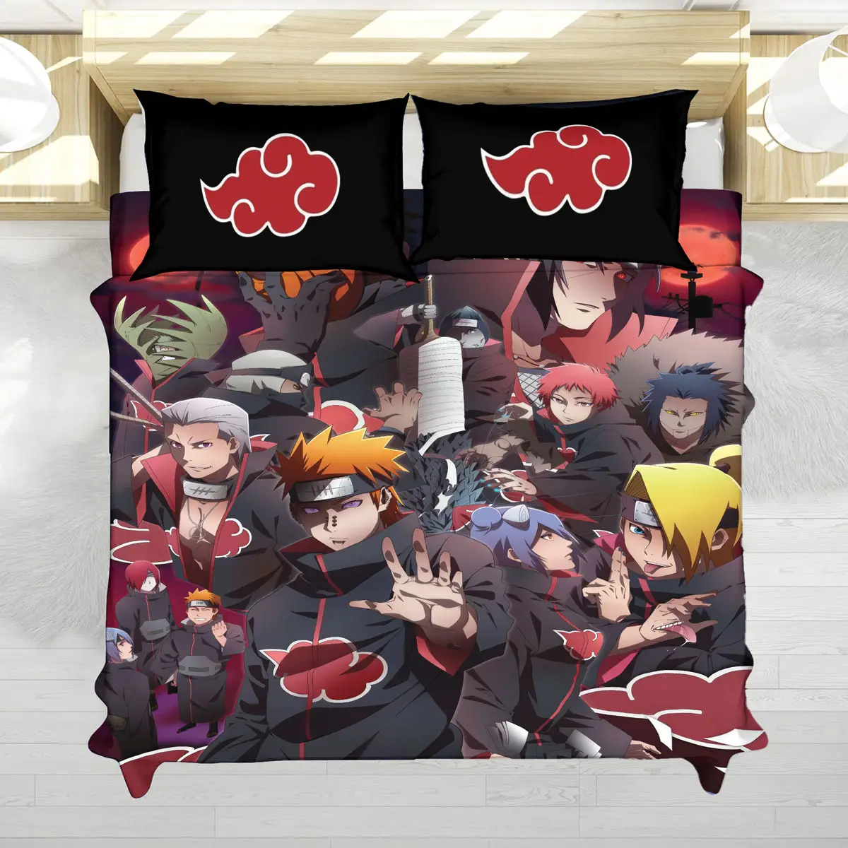 Naruto Akatsuki Members Dark Anime Bedding Set