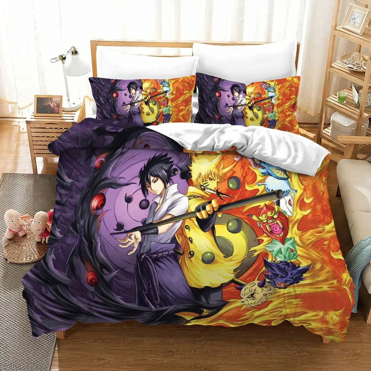 Naruto Sasuke vs Naruto Kurama Power Anime Bedding Set