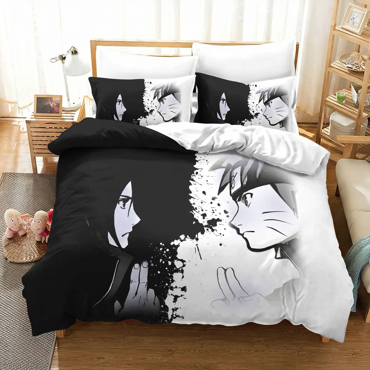 Naruto Sasuke Yin Yang Minimal Anime Bedding Set
