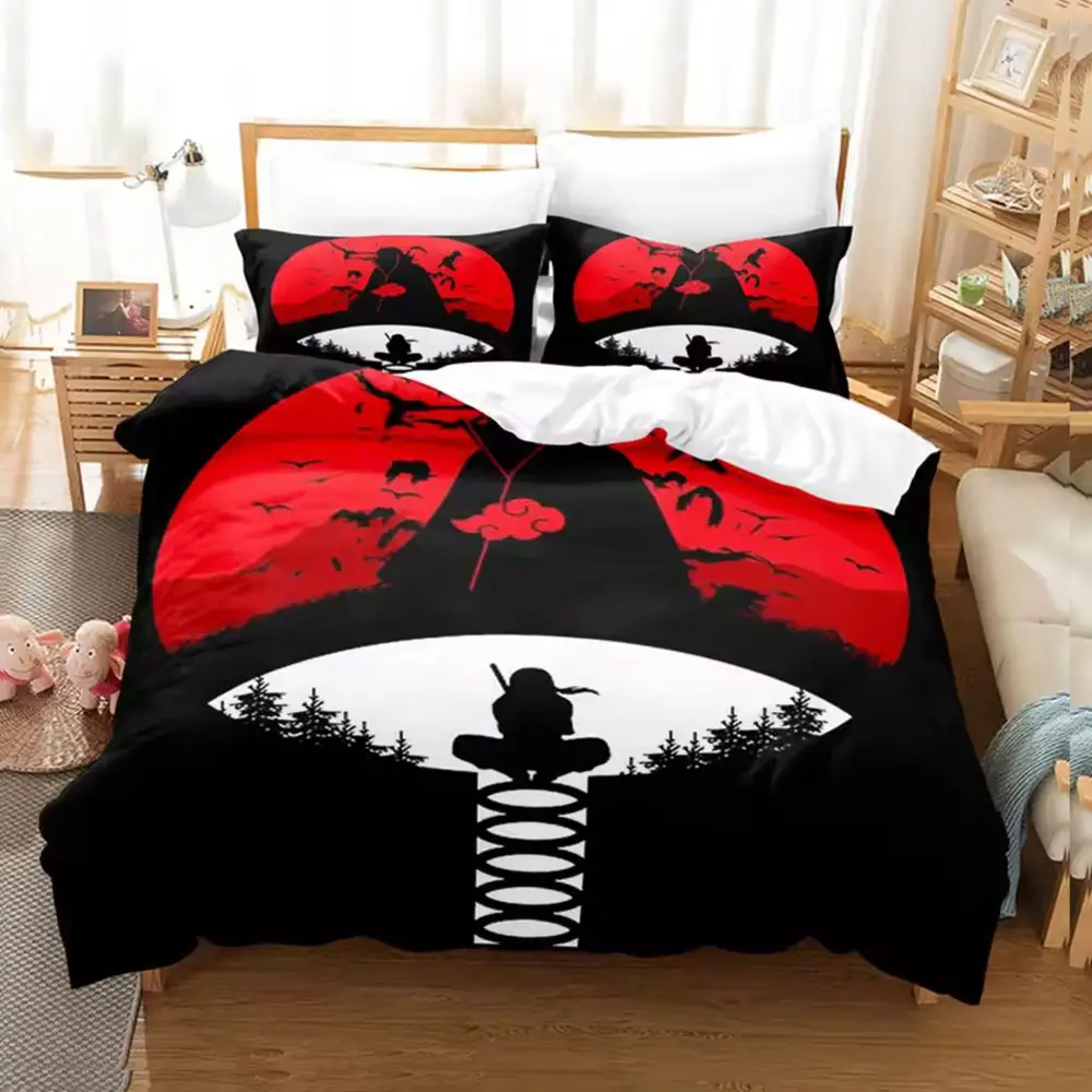 Naruto Uchiha Clan Red Moon Sharingan Anime Bedding Set
