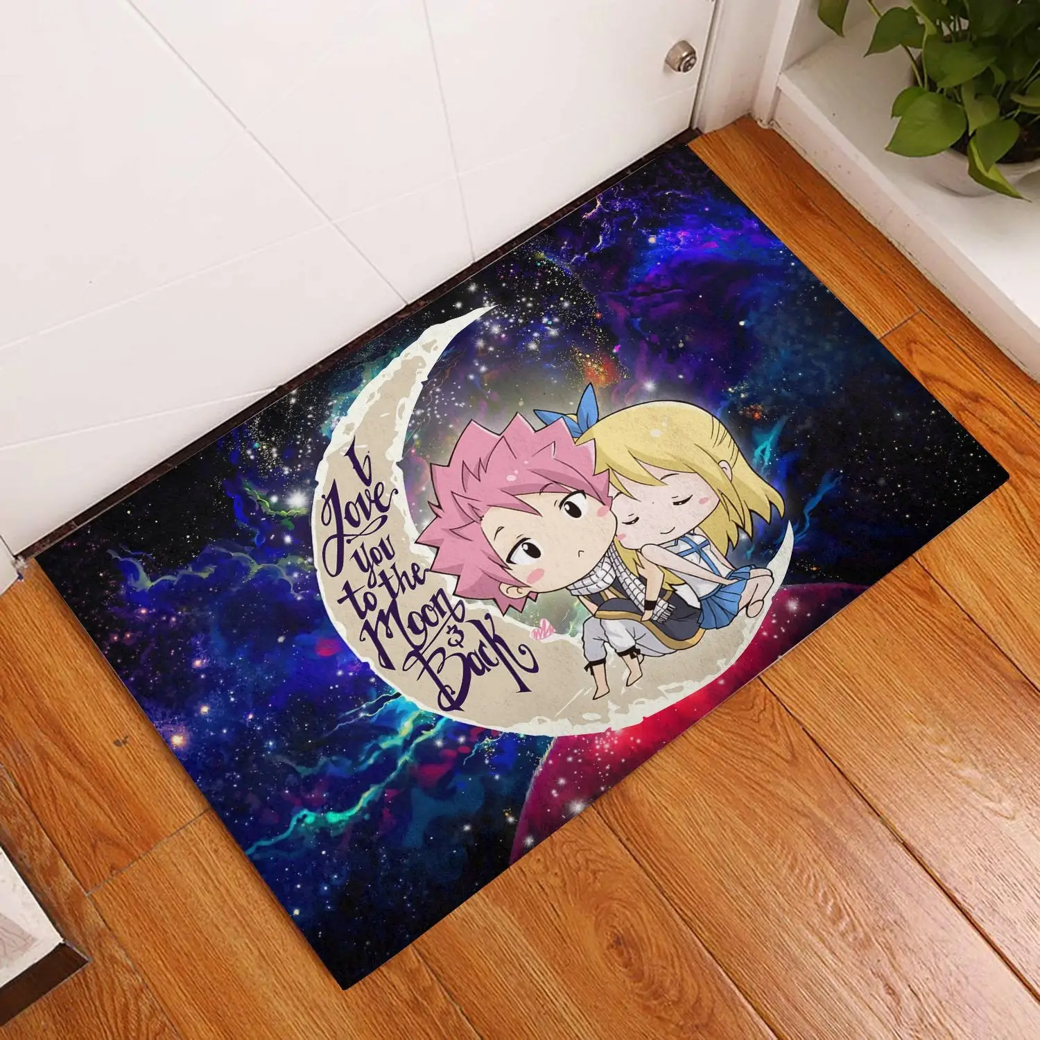 Natsu Fairy Tail Anime Love You To The Moon Galaxy Back Doormat Home Decor