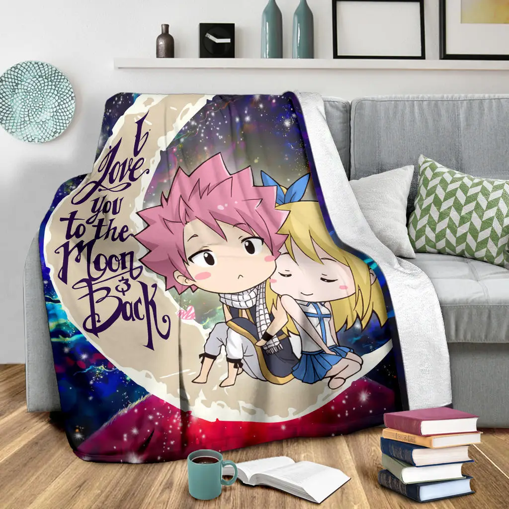 Natsu Fairy Tail Anime Love You To The Moon Galaxy Blanket