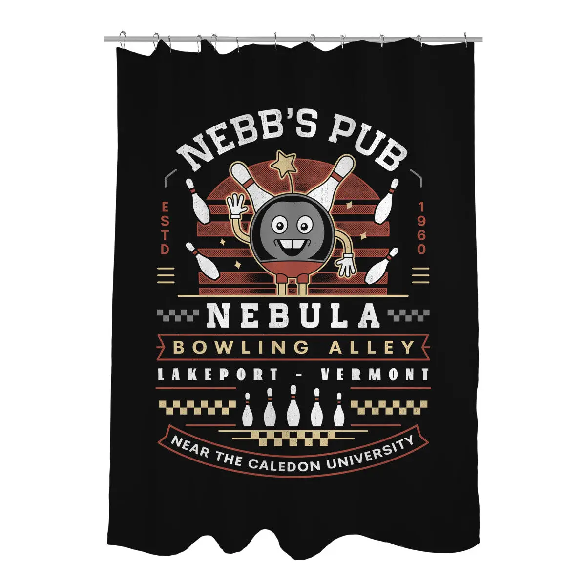Nebb Bowling Mascot Emblem Shower Curtains