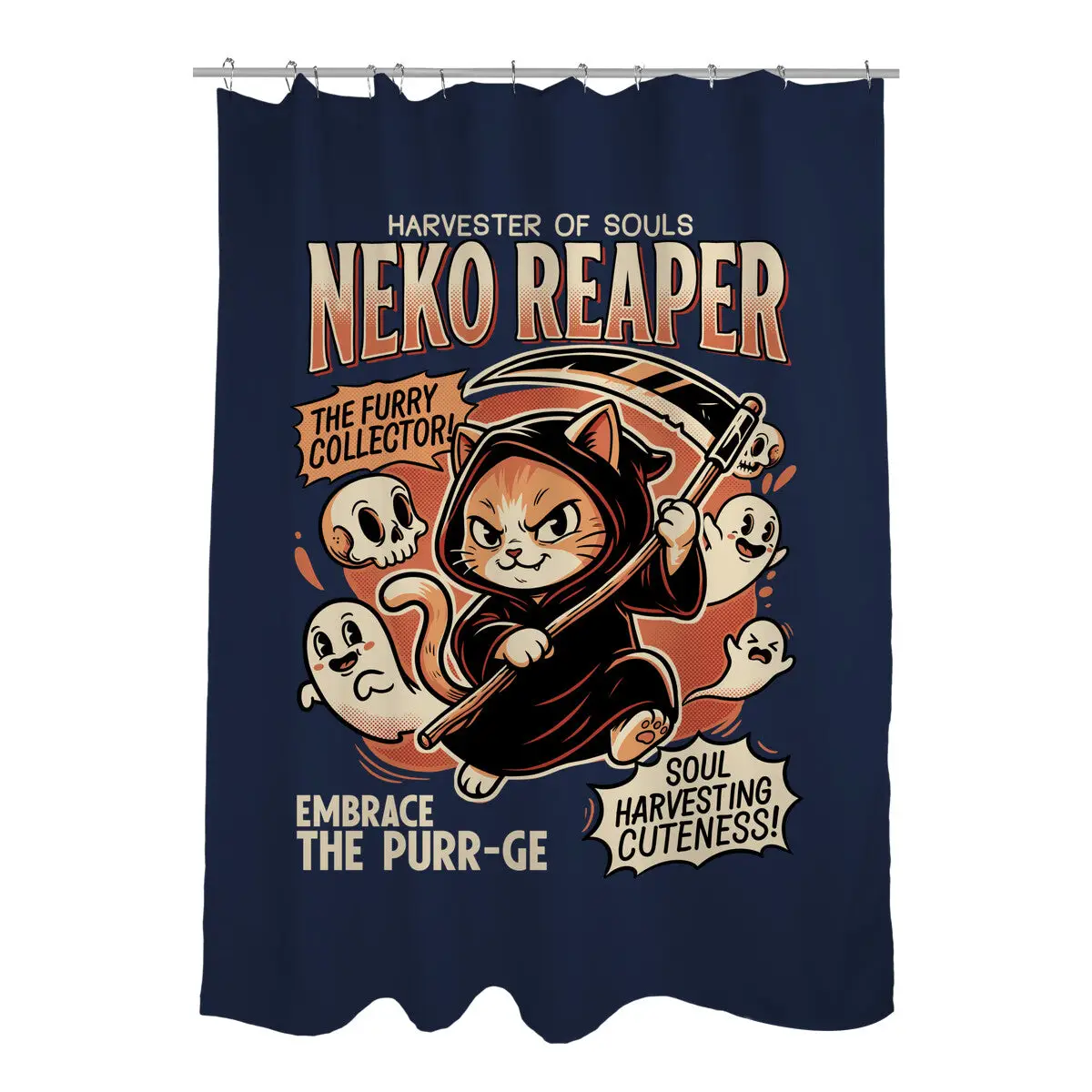 Neko Reaper Shower Curtains