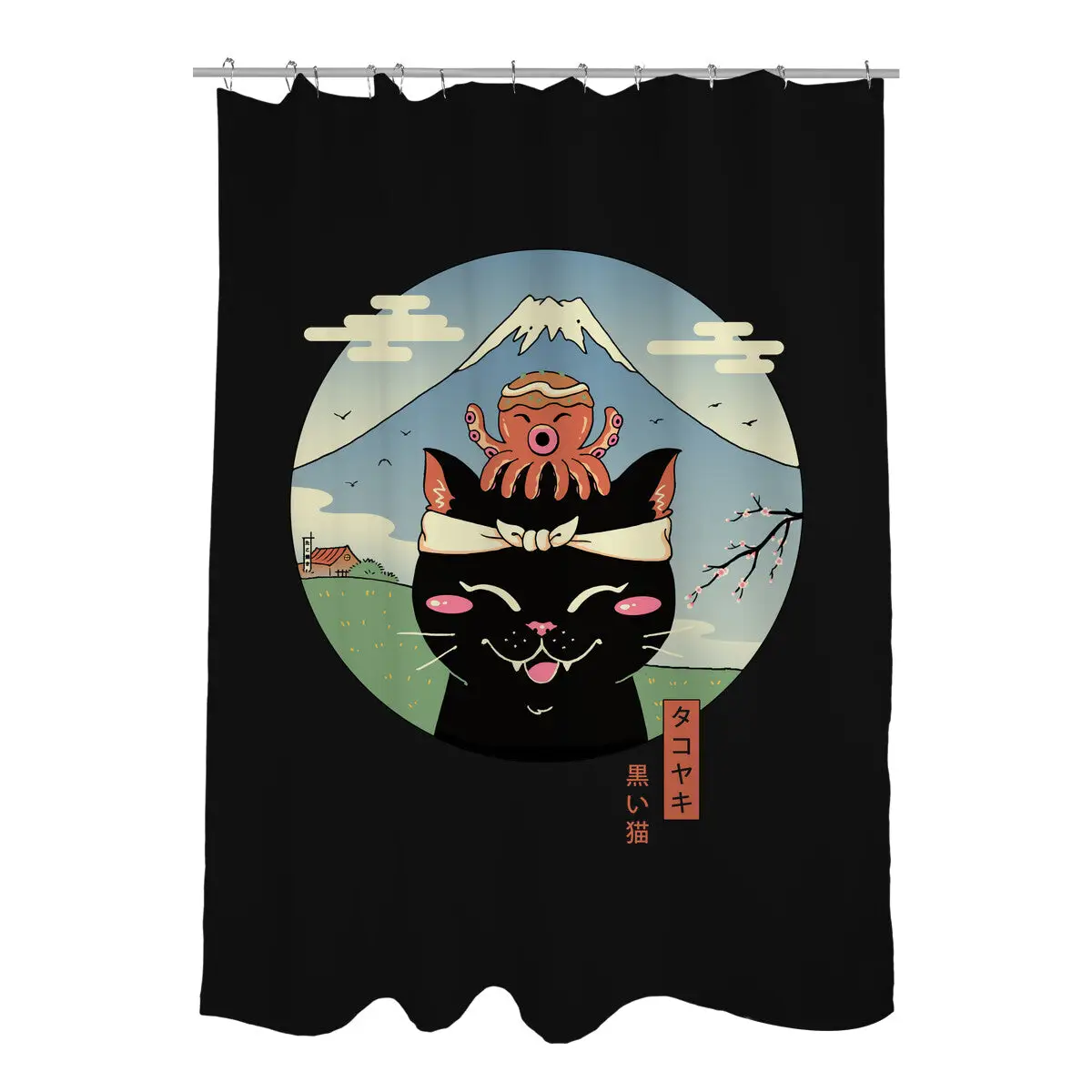 Neko Tako Shower Curtains