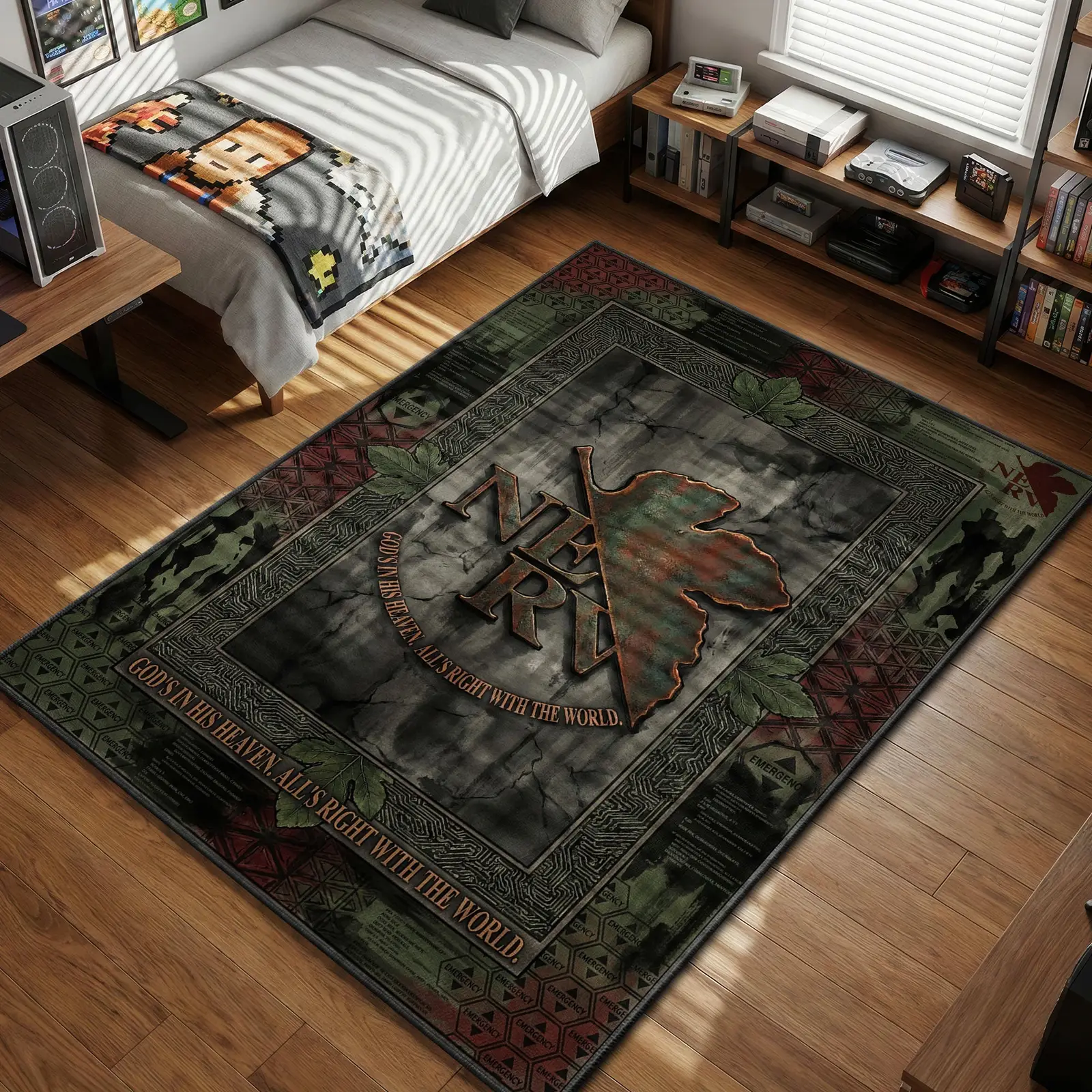 NERV Distressed Industrial Rug - Evangelion Chair Mat