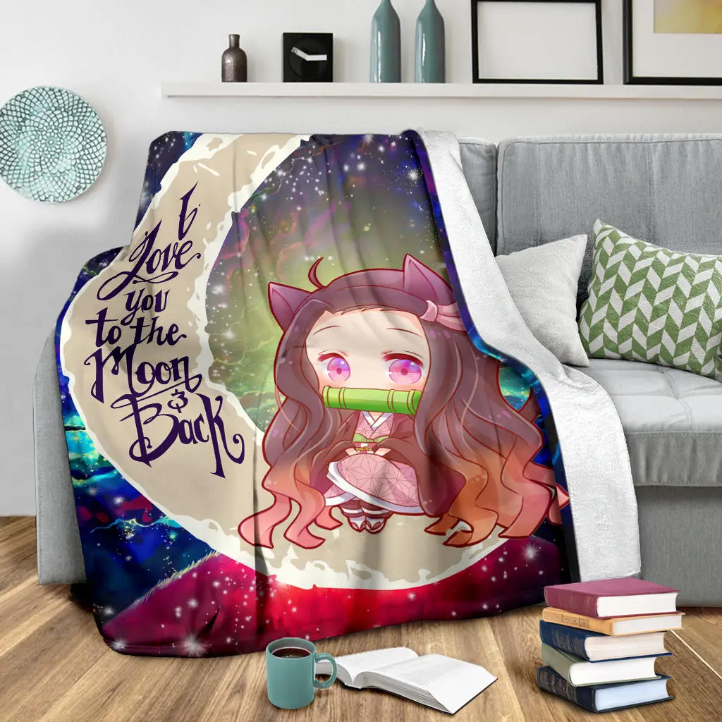 Nezuko Demon Slayer Love You To The Moon Galaxy Blanket