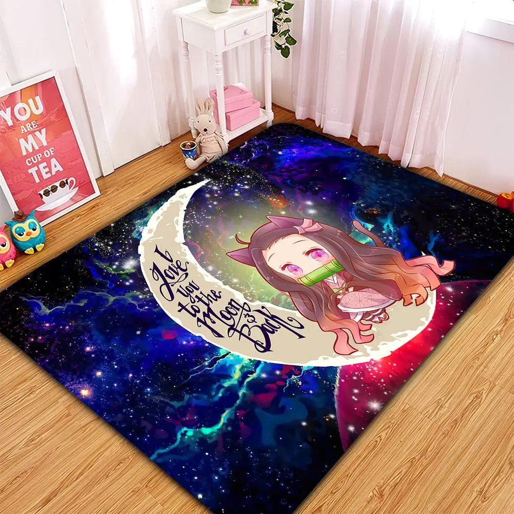 Nezuko Demon Slayer Love You To The Moon Galaxy Rectangular Area Rug