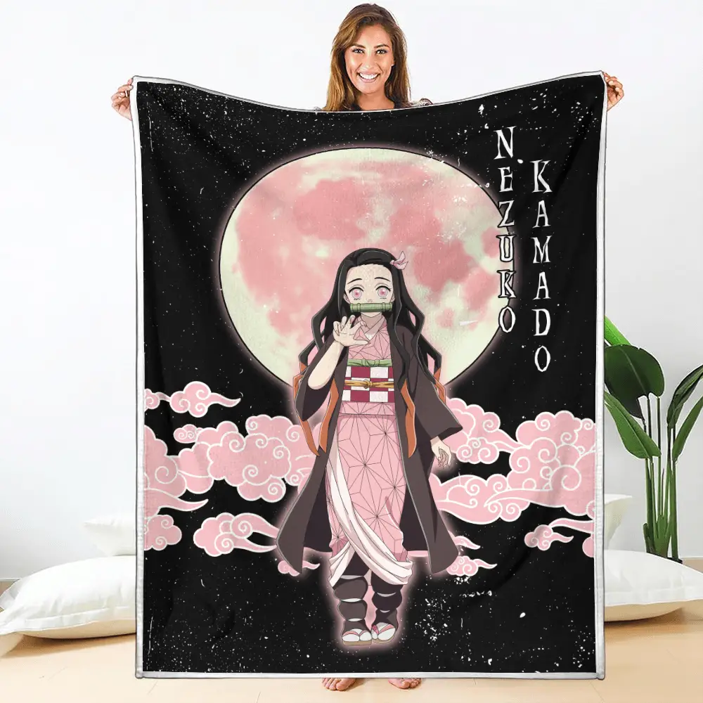 Nezuko Kamado Blanket Custom Moon Style Anime