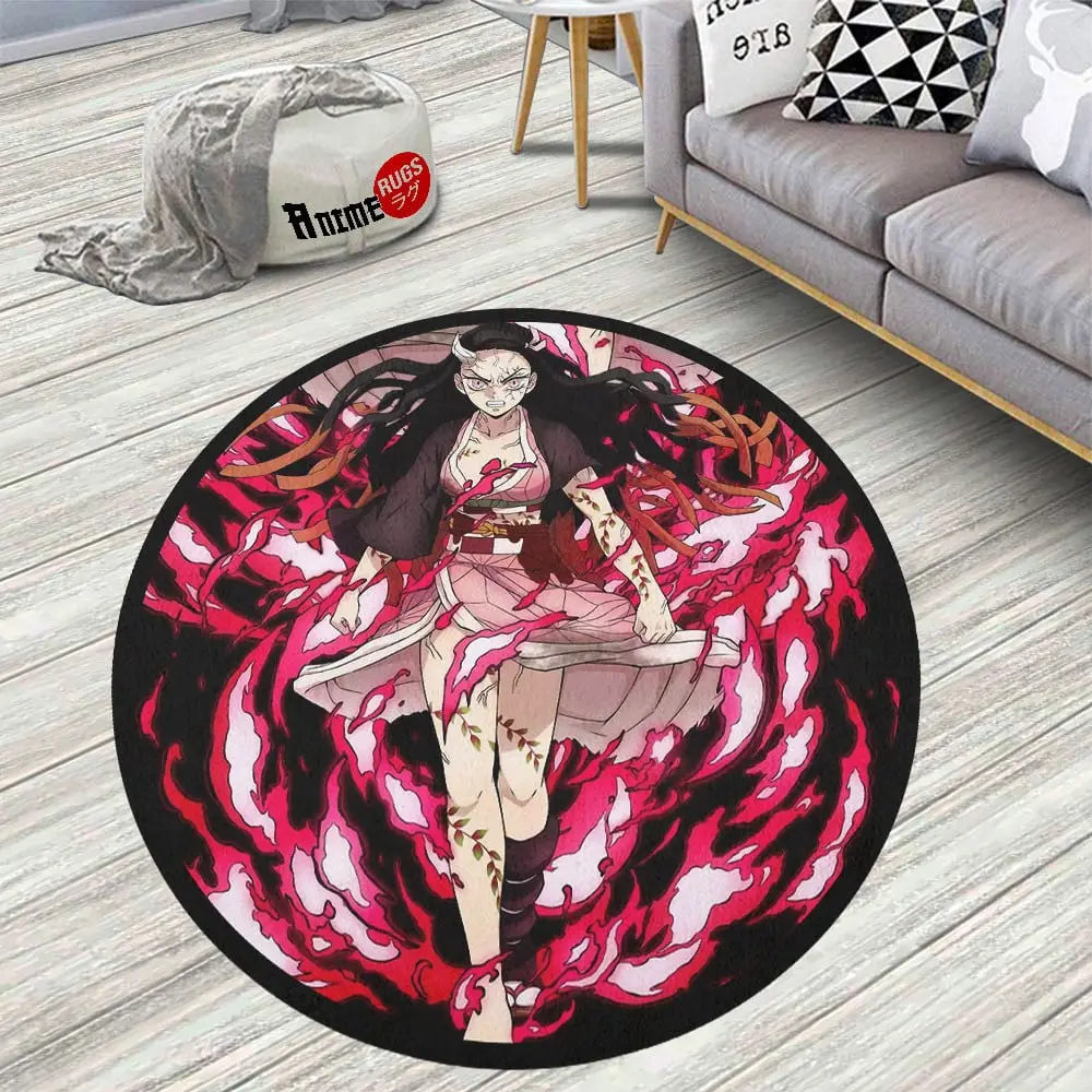 Nezuko Kamado Blood Demon Art Skid-Proof Round Rug