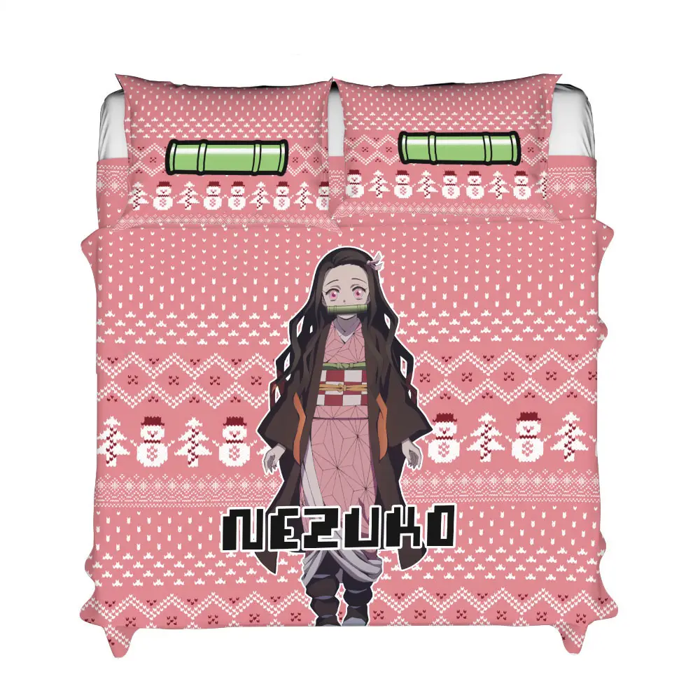 Nezuko Xmas Polyester Duvet Cover Set