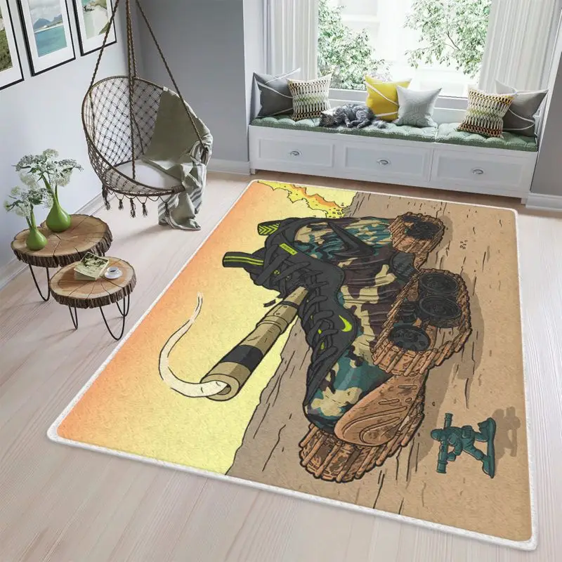 Nike Air Foamposite Pro Army Camo Sneaker Rug Home Decor